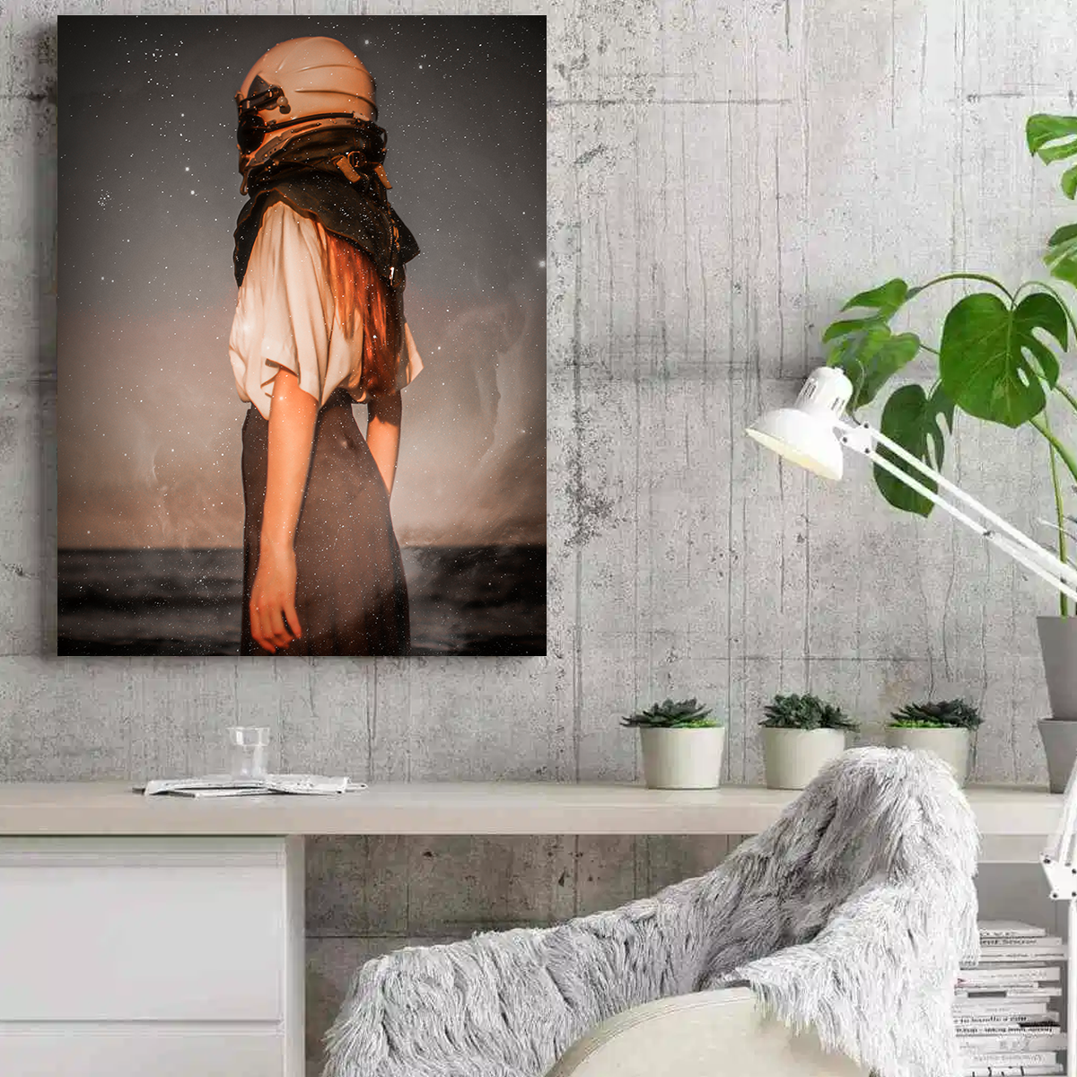 Stunning Astronaut Girl Wall Art by Manuel Luces