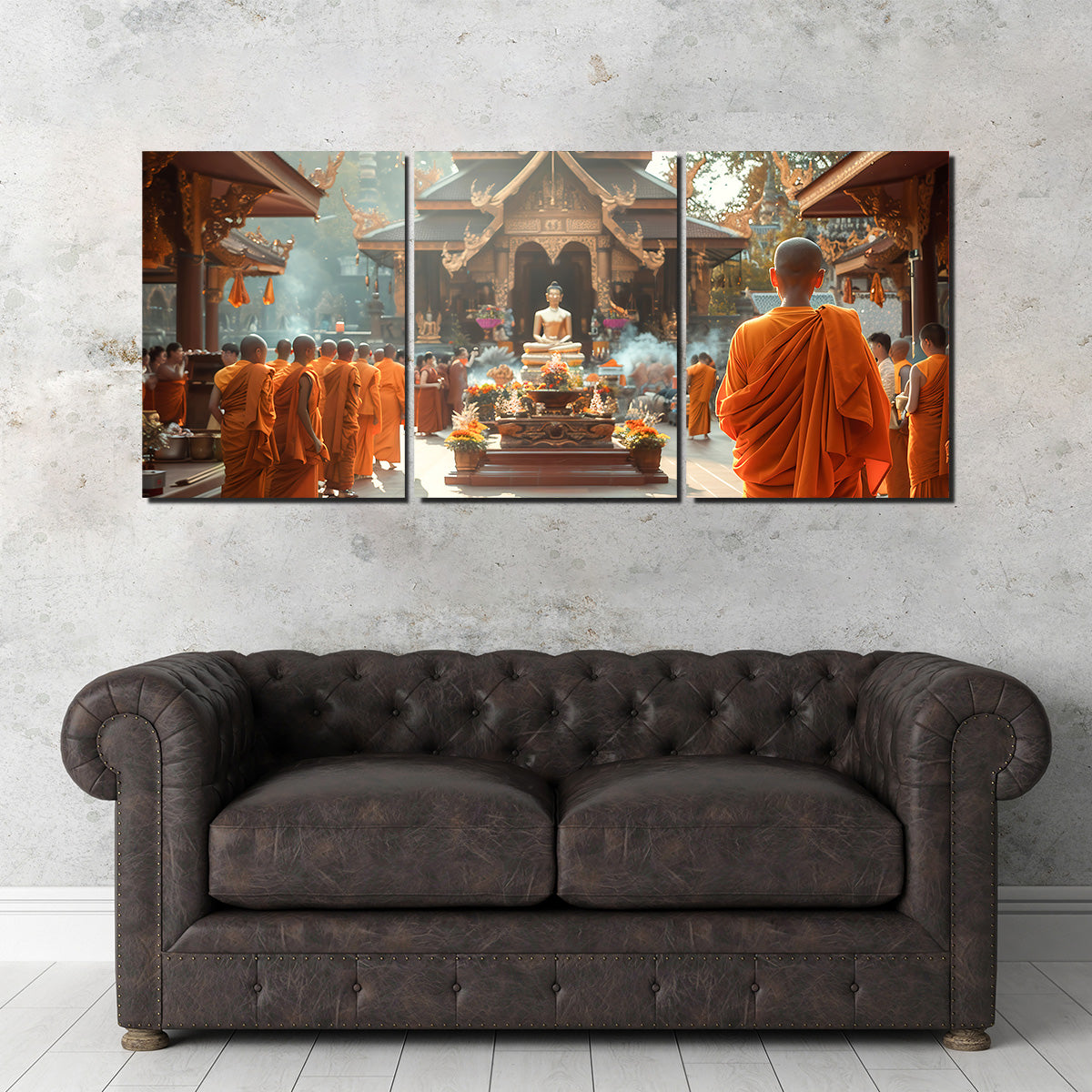 Exquisite Monks in Saffron Robes Wall Art