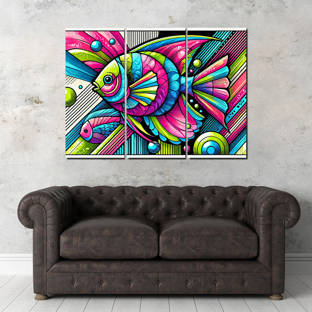 Eye - Catching Neon Pop Art Fish Wall Art for Stunning Decor