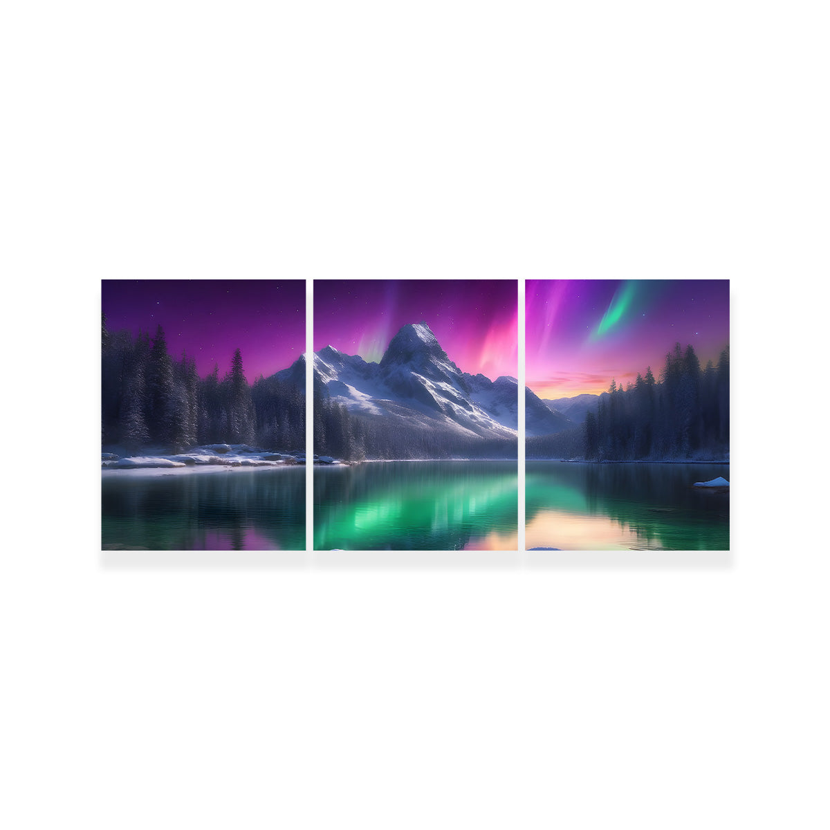 Aurora Mountain - Premium Handmade Canvas Print with Sustainable Pine Frames