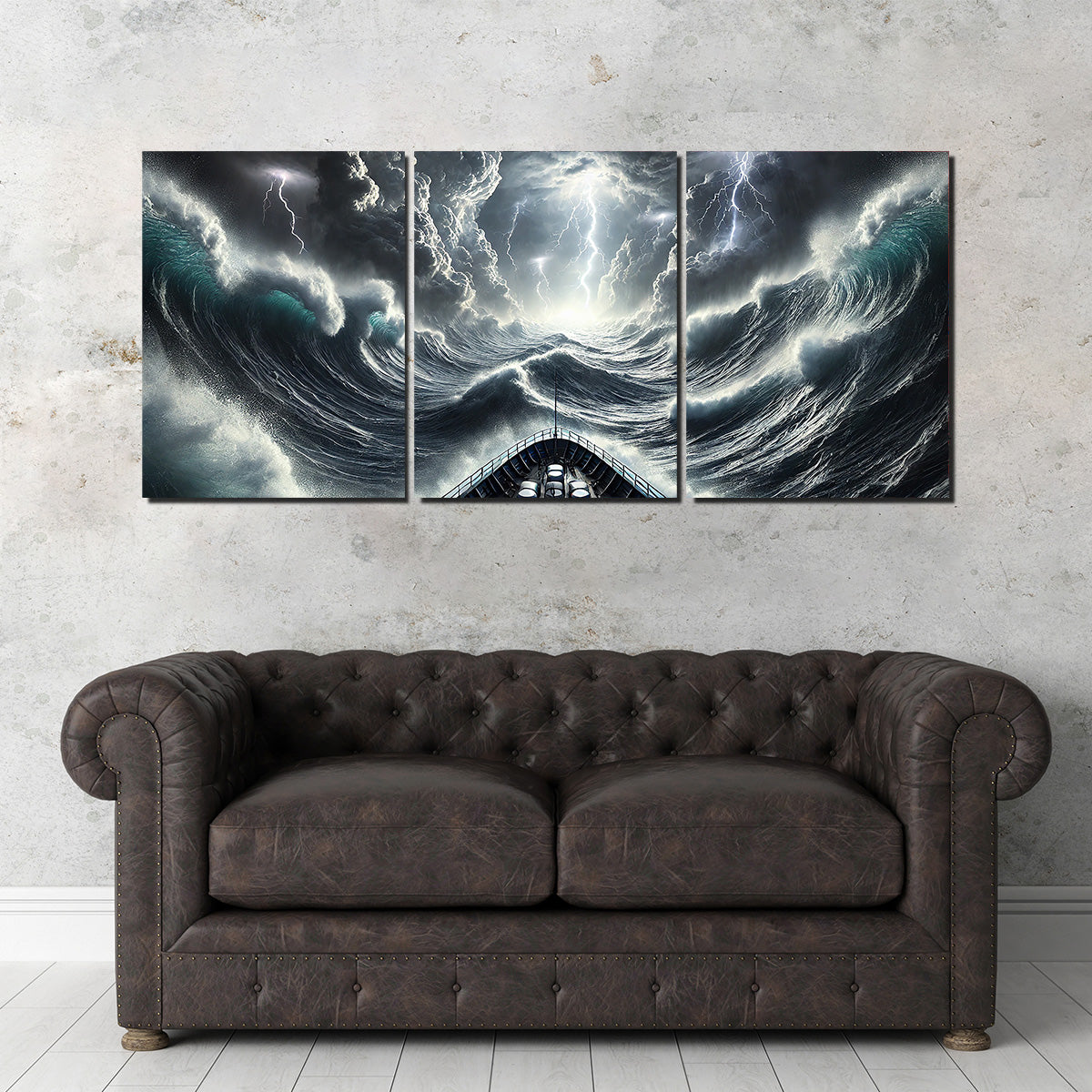Stunning Ship Deck View of a Fierce Storm Art Print