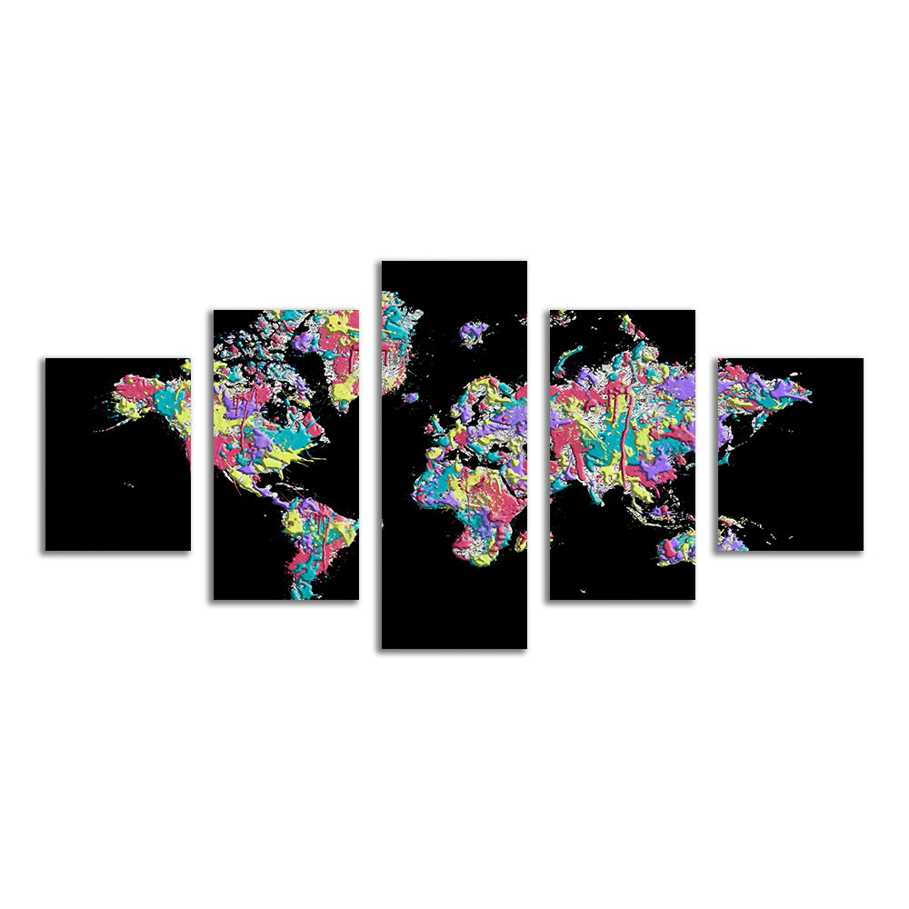 Stunning Pop Art World Map - Black Wall Art for Modern Spaces