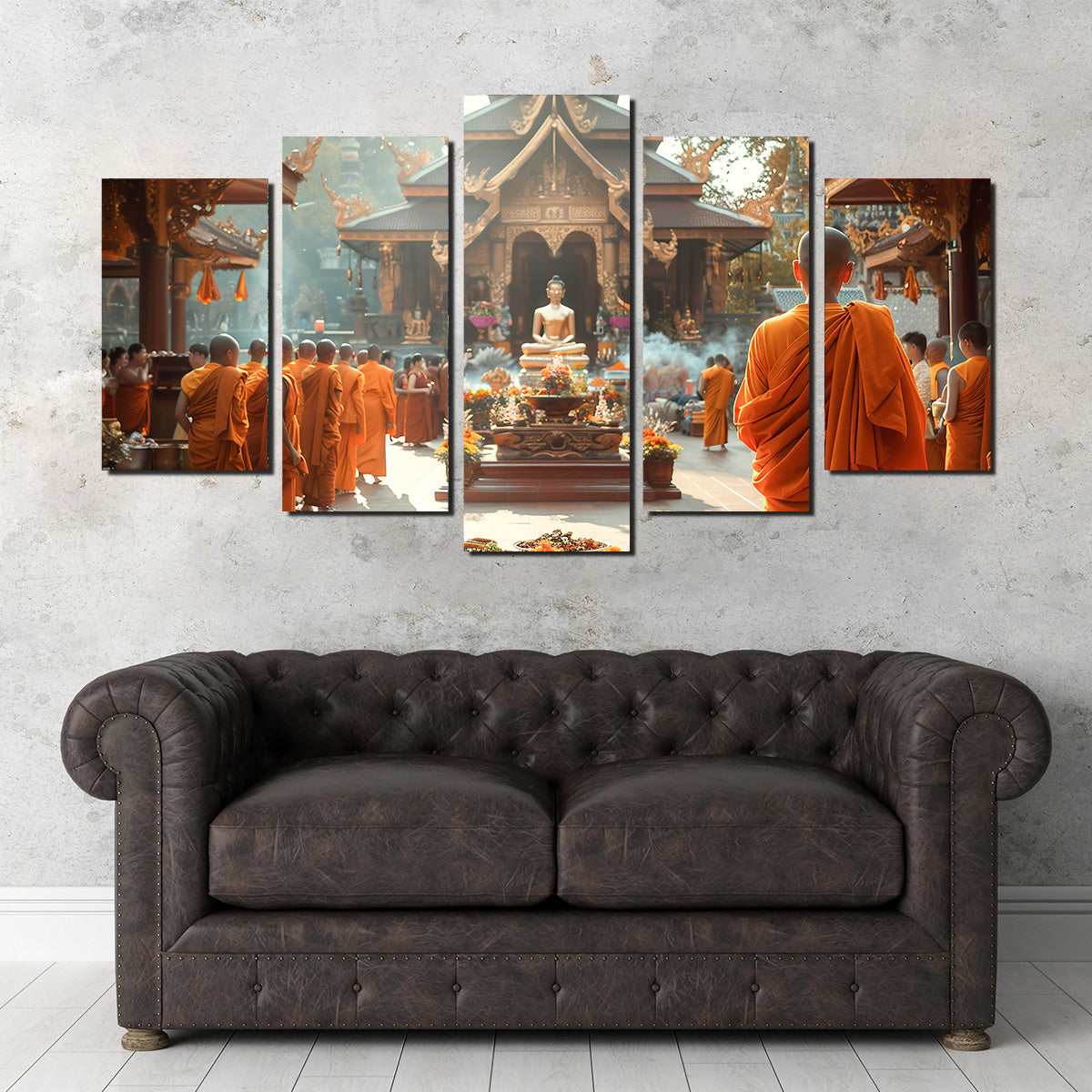 Exquisite Monks in Saffron Robes Wall Art