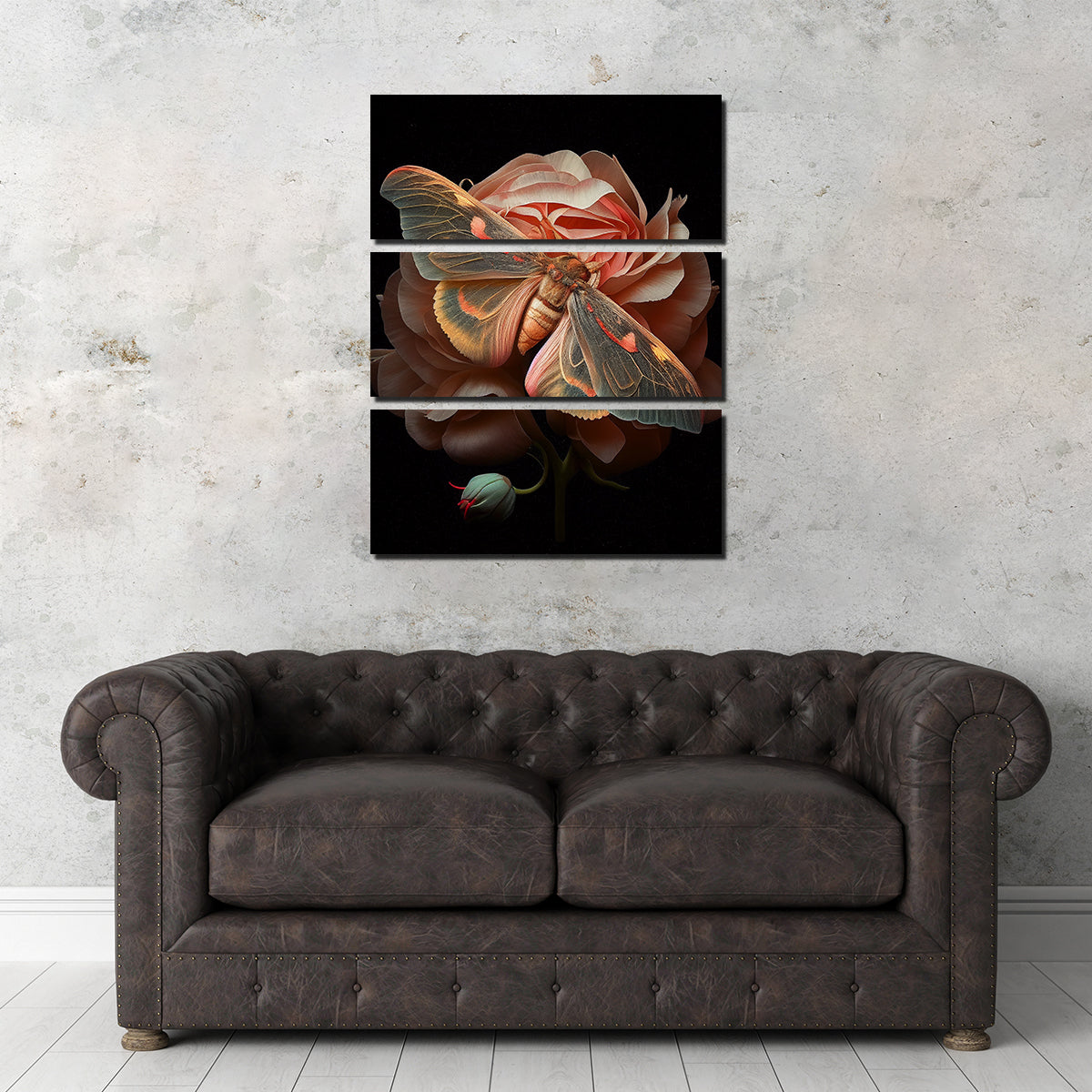 Stunning Pink Moth and Rose Wall Art by Jennifer Hotai