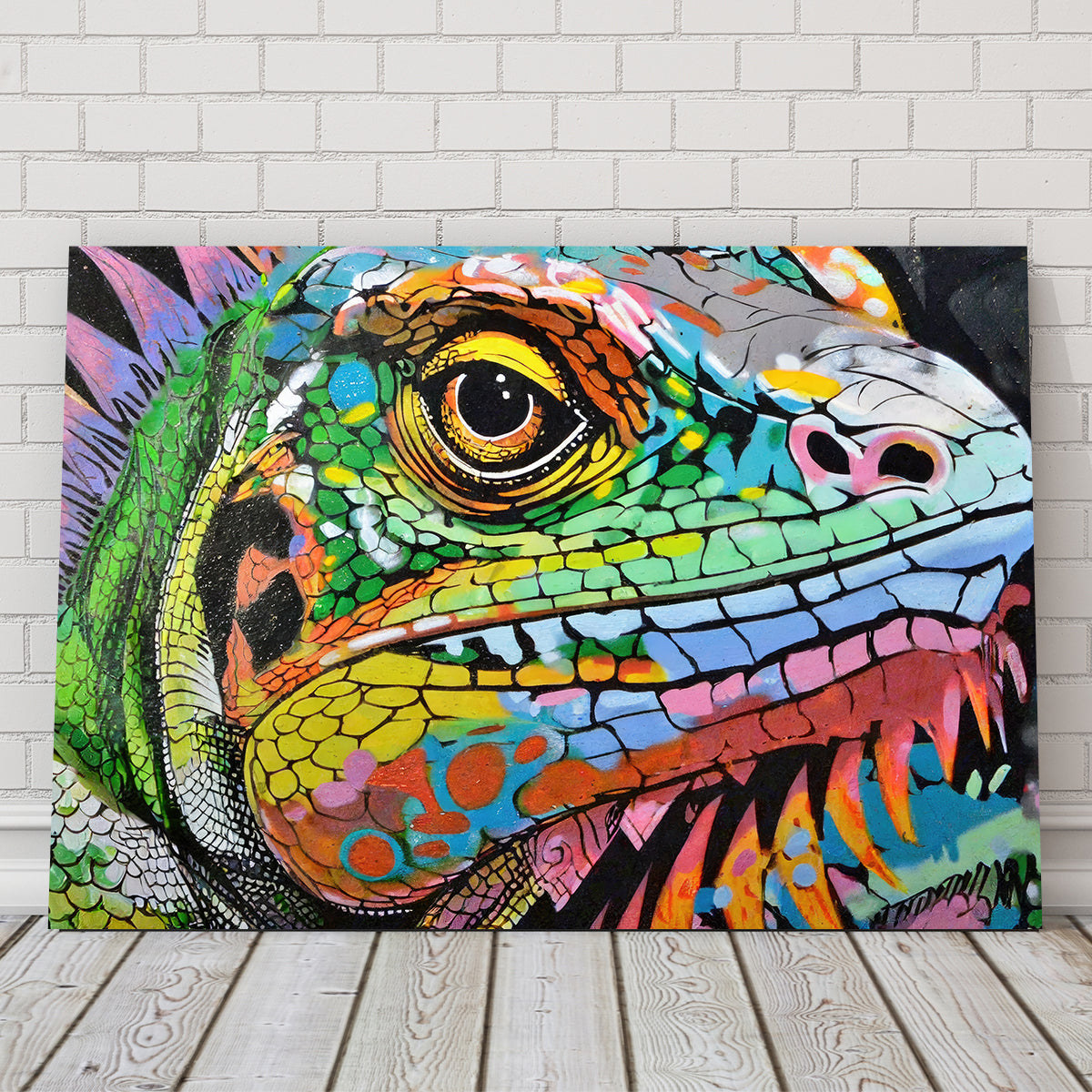 Stunning Iguana Graffiti Wall Art by Stephen Chambers