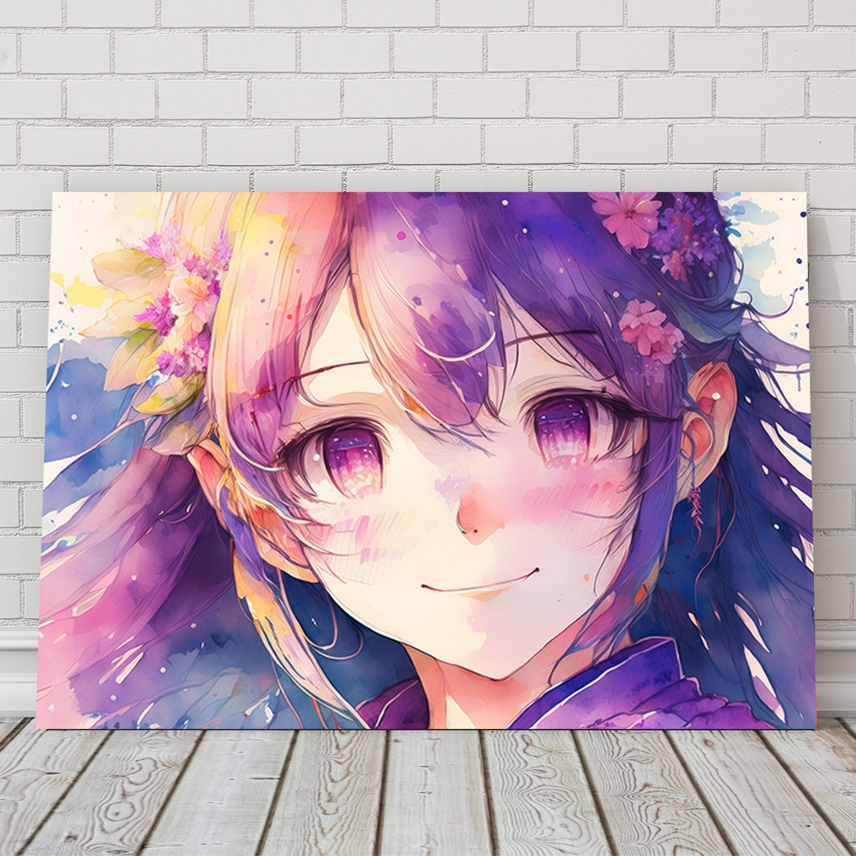 Captivating Anime Girl Watercolor Wall Art