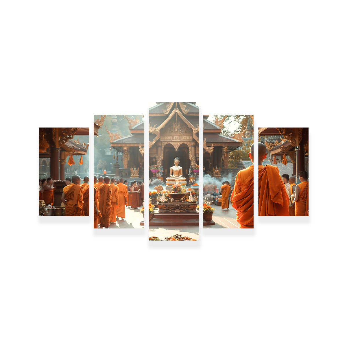 Exquisite Monks in Saffron Robes Wall Art