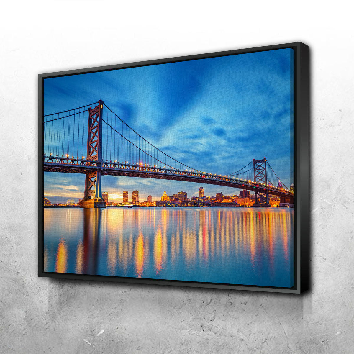 Ben Franklin Bridge Wall Art - Premium Sustainable Pine Wood Framed Canvas