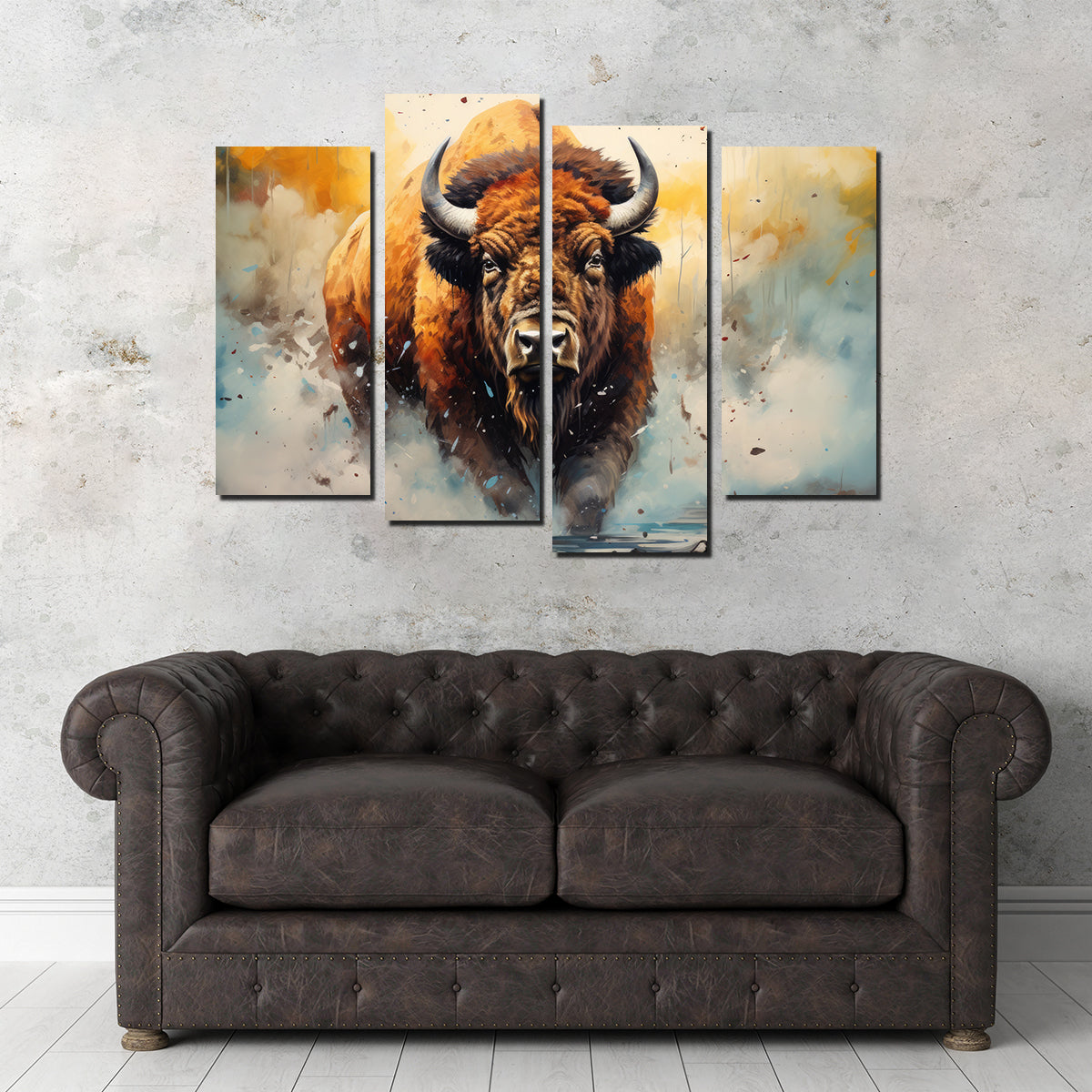 Stunning American Bison Watercolor Wall Art for Home Decor
