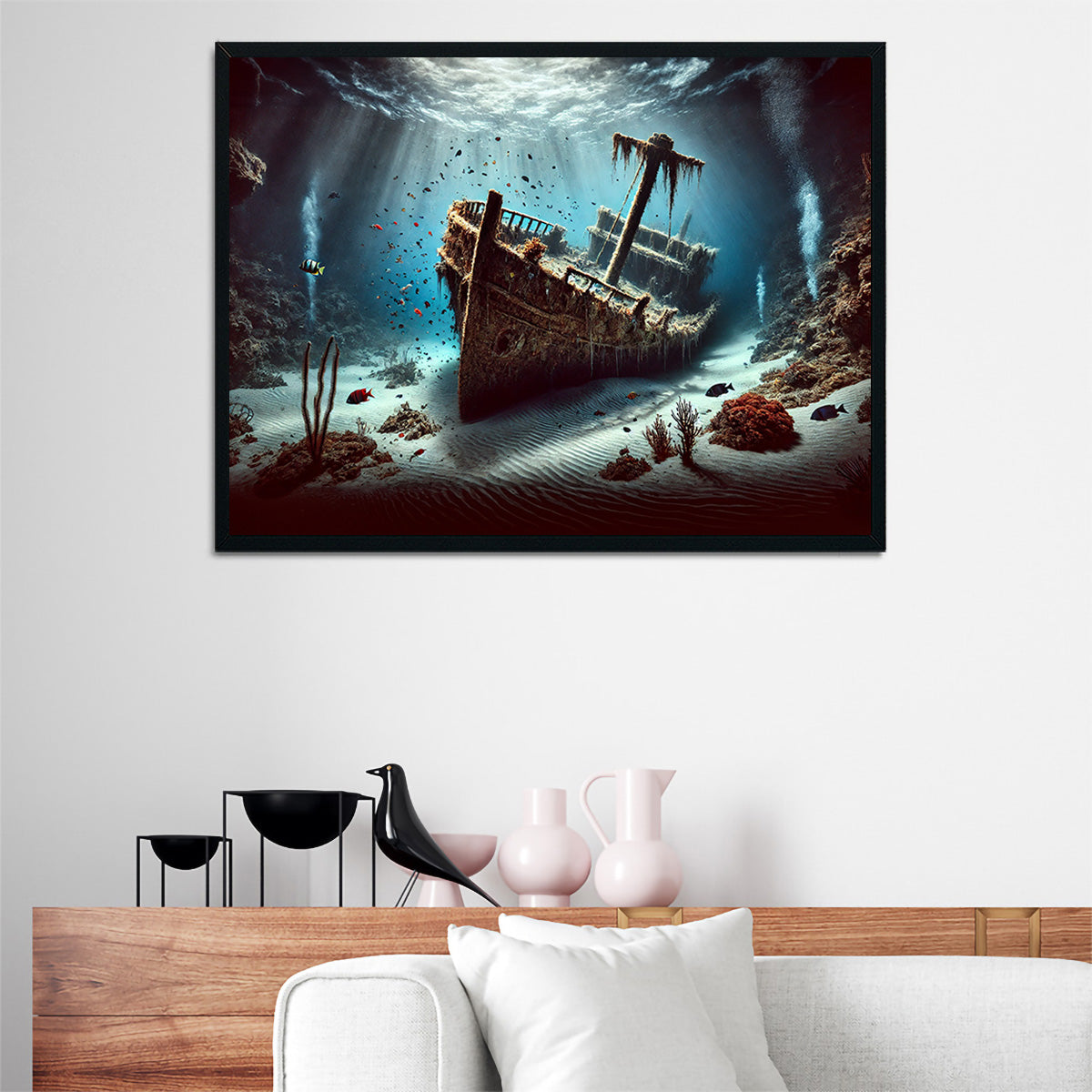 Enchanting Shipwreck on Ocean Floor Wall Art