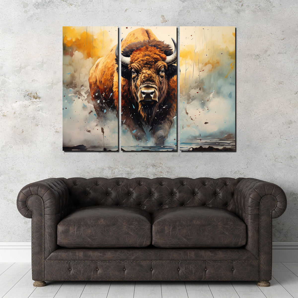 Stunning American Bison Watercolor Wall Art for Home Decor