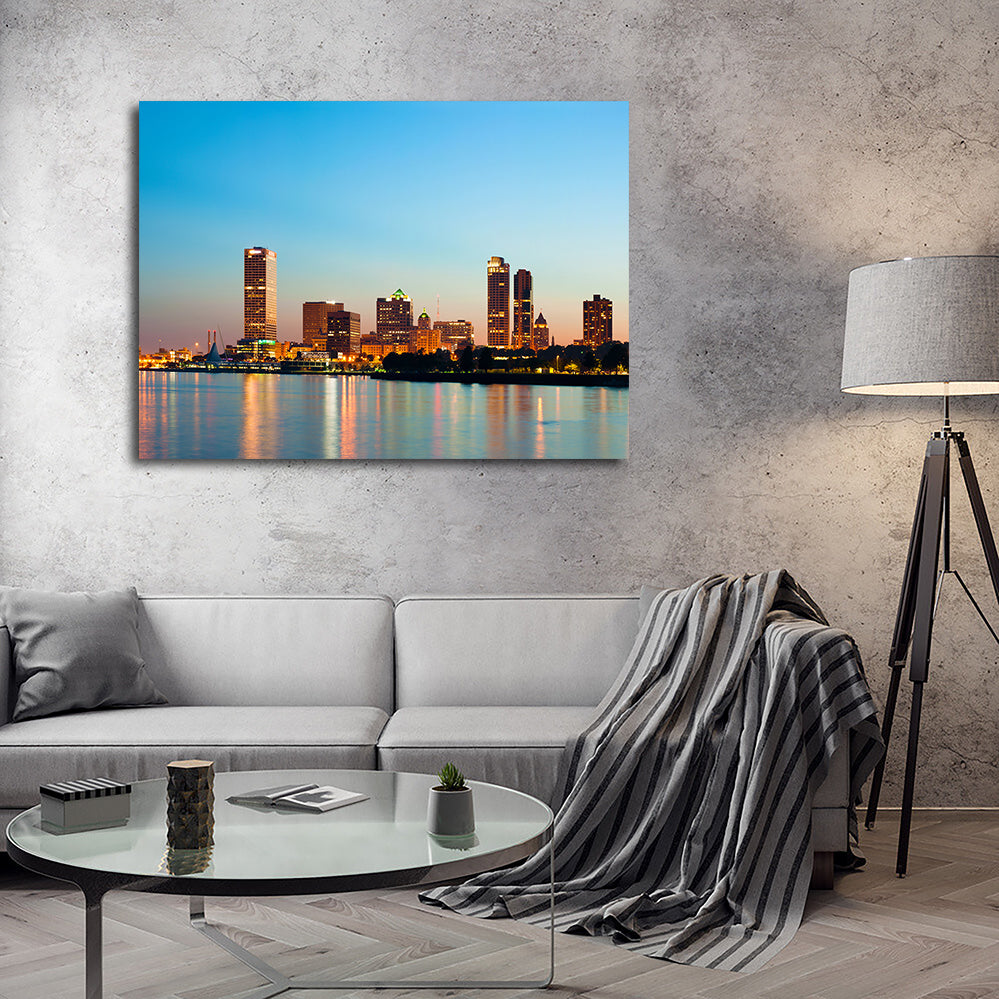 Breathtaking Milwaukee Skyline at Twilight Wall Art for Stunning Decor