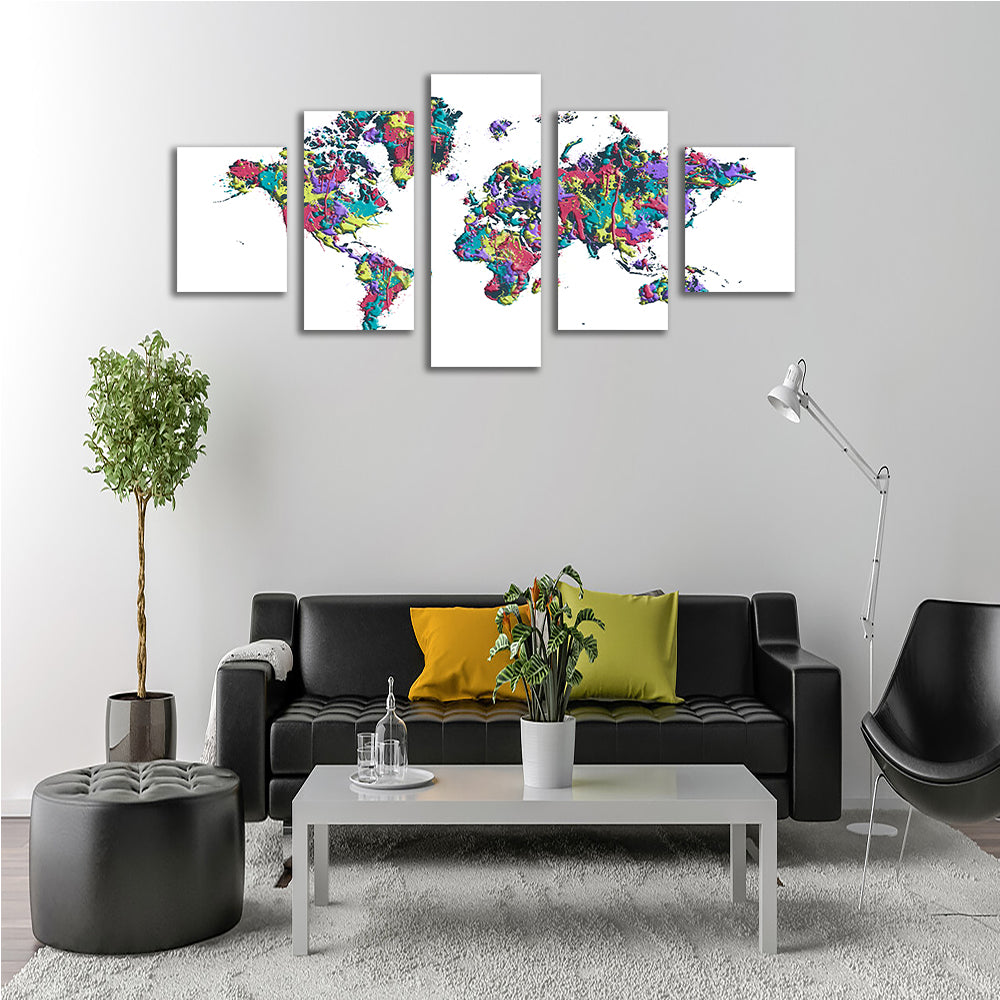 Stunning Pop Art White World Map Wall Art by Melanie Viola