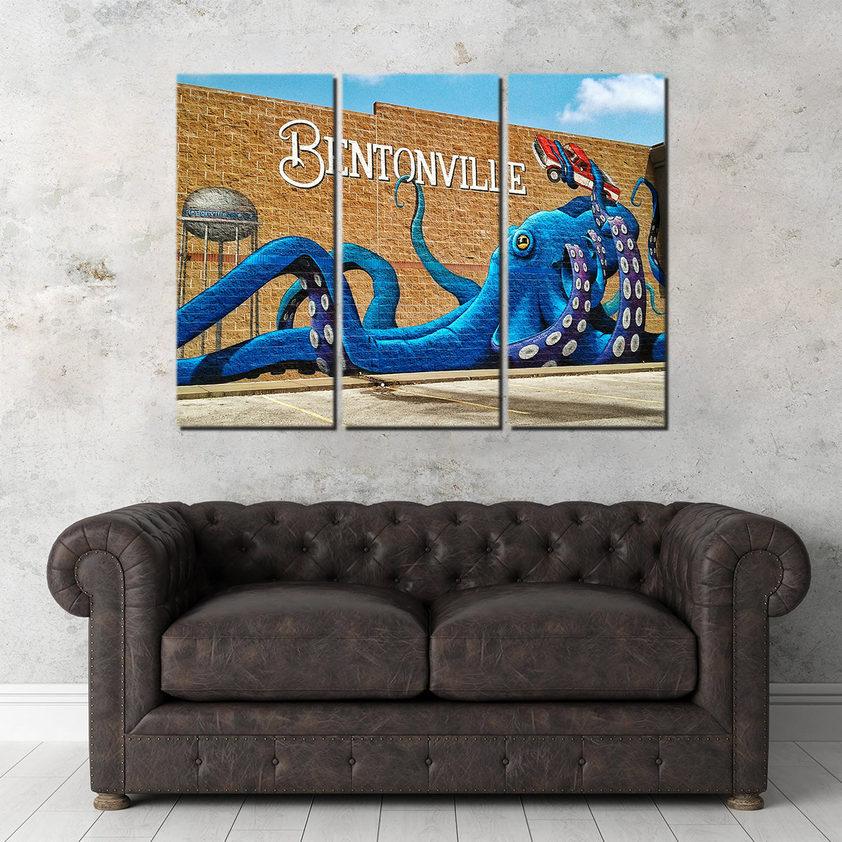 Stunning Bentonville Blue Octopus Mural Wall Art for Home Decor