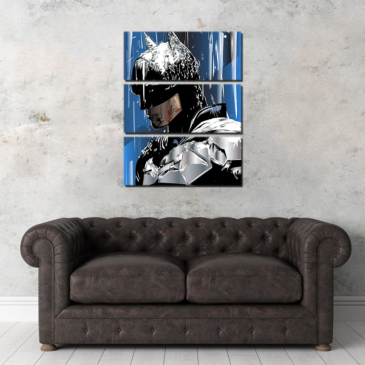 Batman Themed Rainy Scene Wall Art for Home Decor