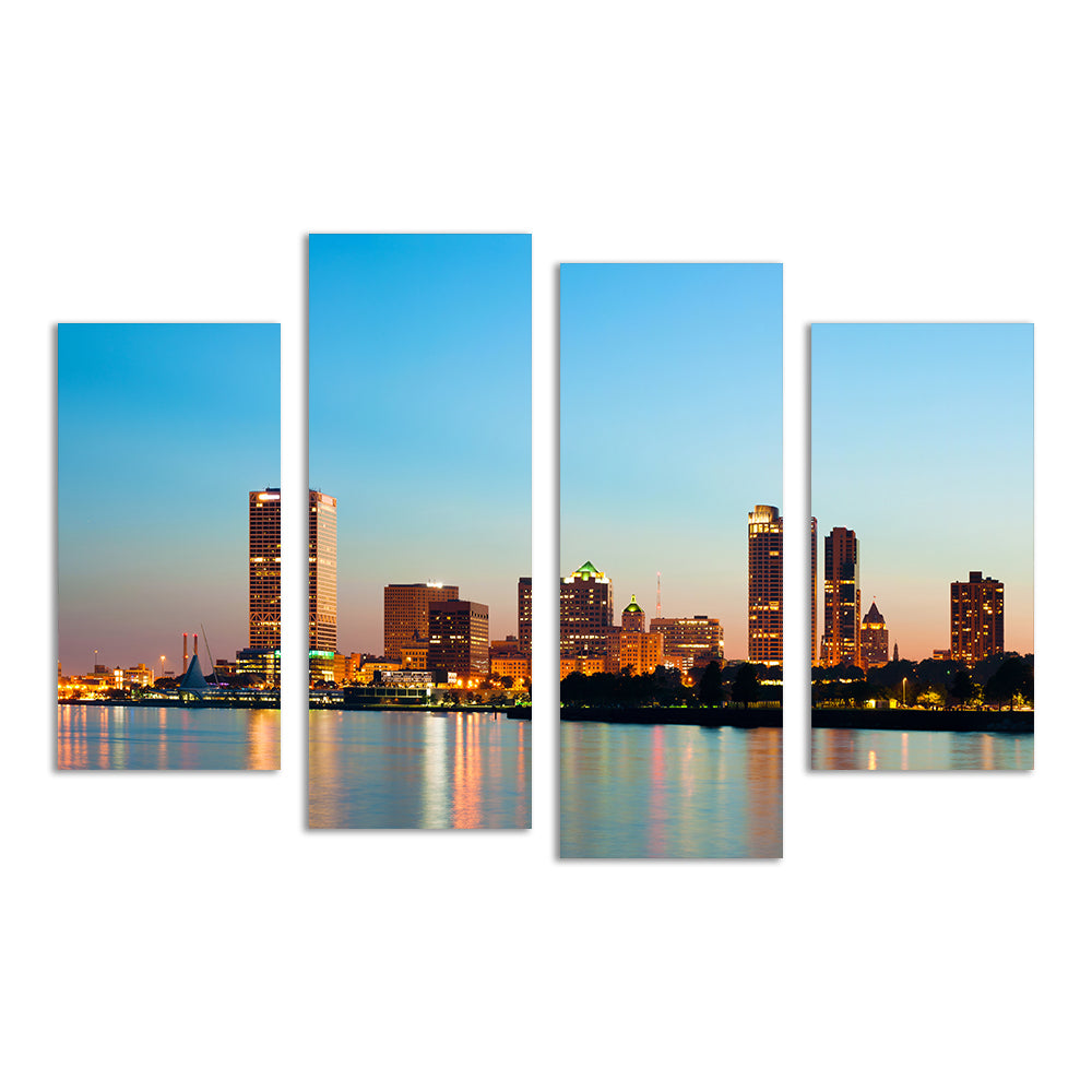 Breathtaking Milwaukee Skyline at Twilight Wall Art for Stunning Decor