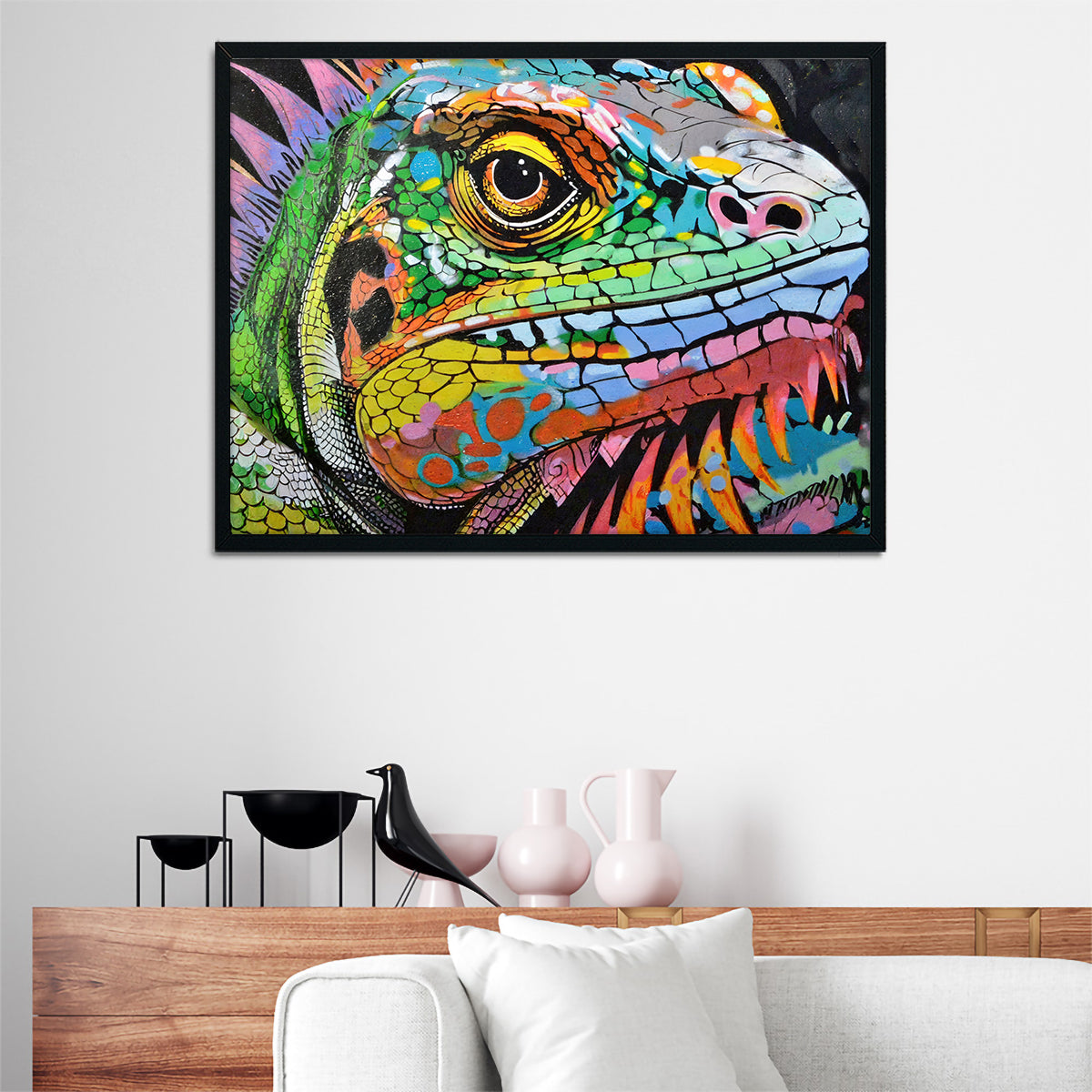 Stunning Iguana Graffiti Wall Art by Stephen Chambers