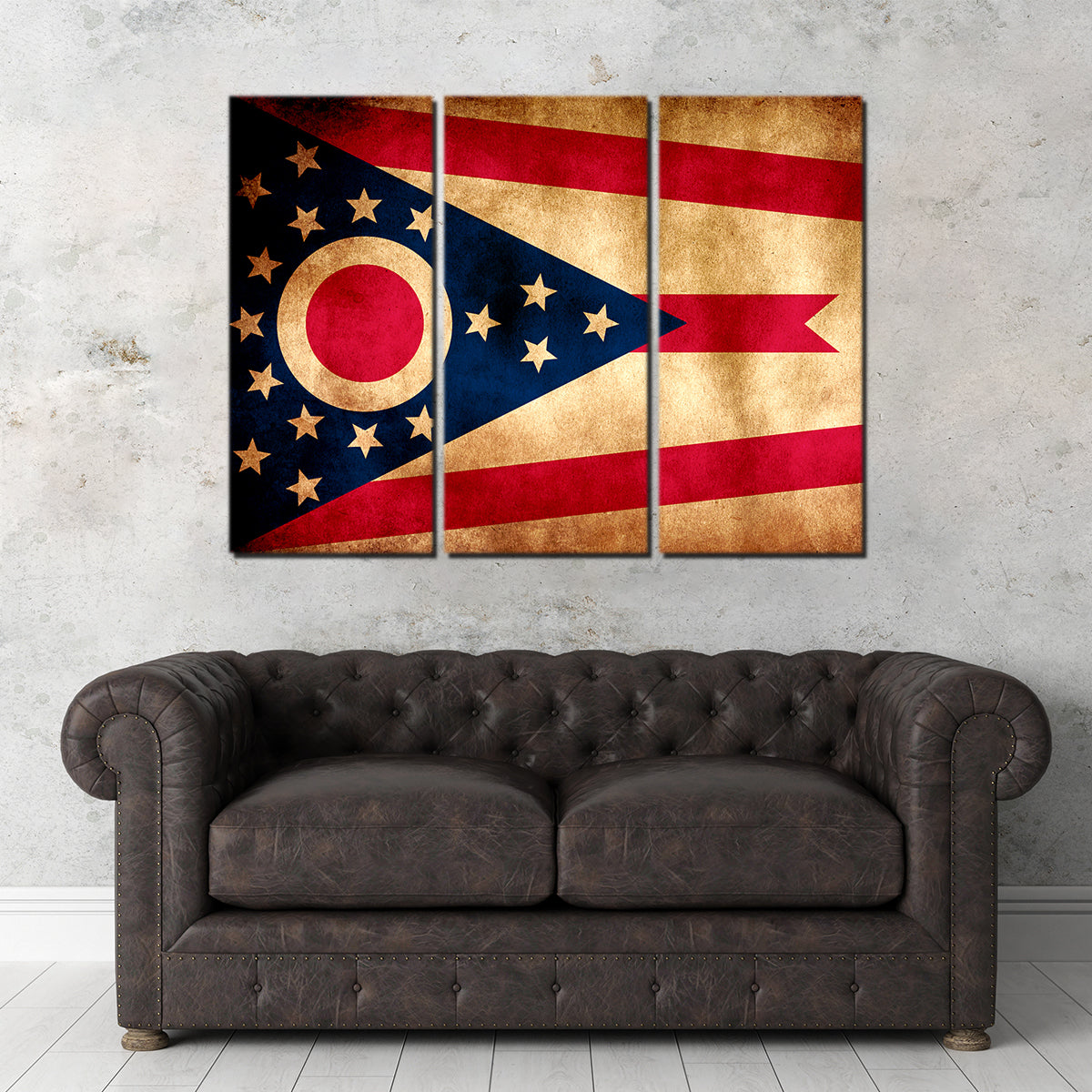 Vintage Ohio State Flag Grunge Wall Art for Stunning Home Decor