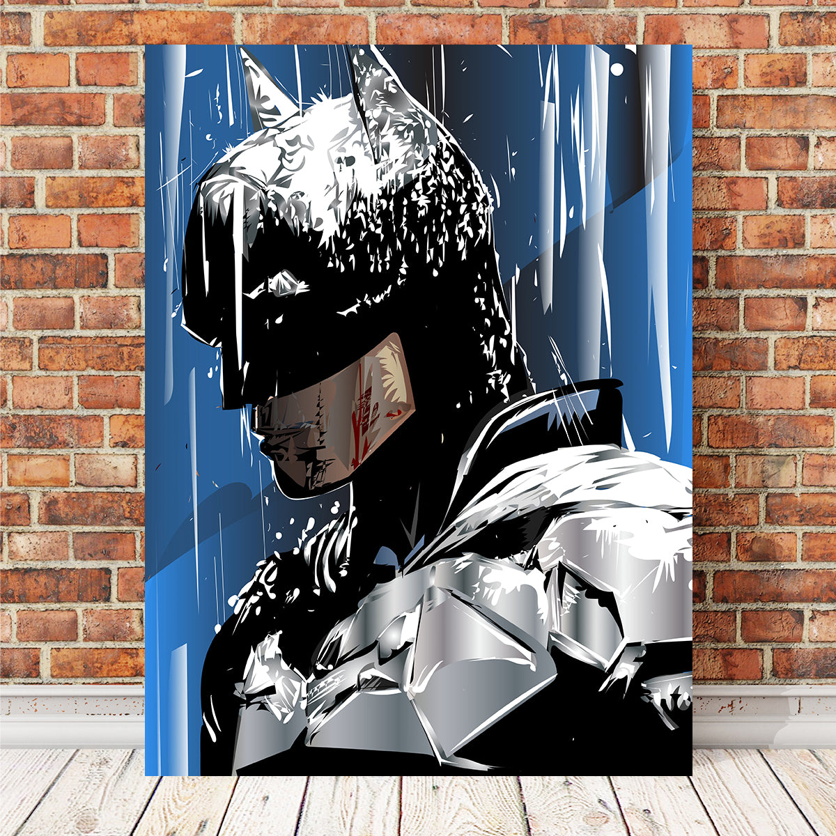 Batman Themed Rainy Scene Wall Art for Home Decor