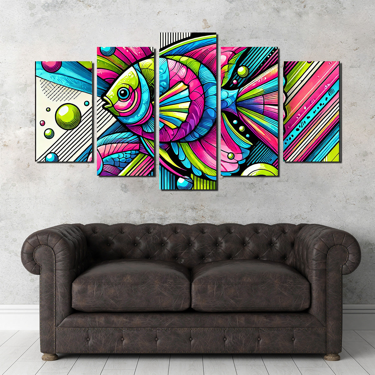 Eye - Catching Neon Pop Art Fish Wall Art for Stunning Decor