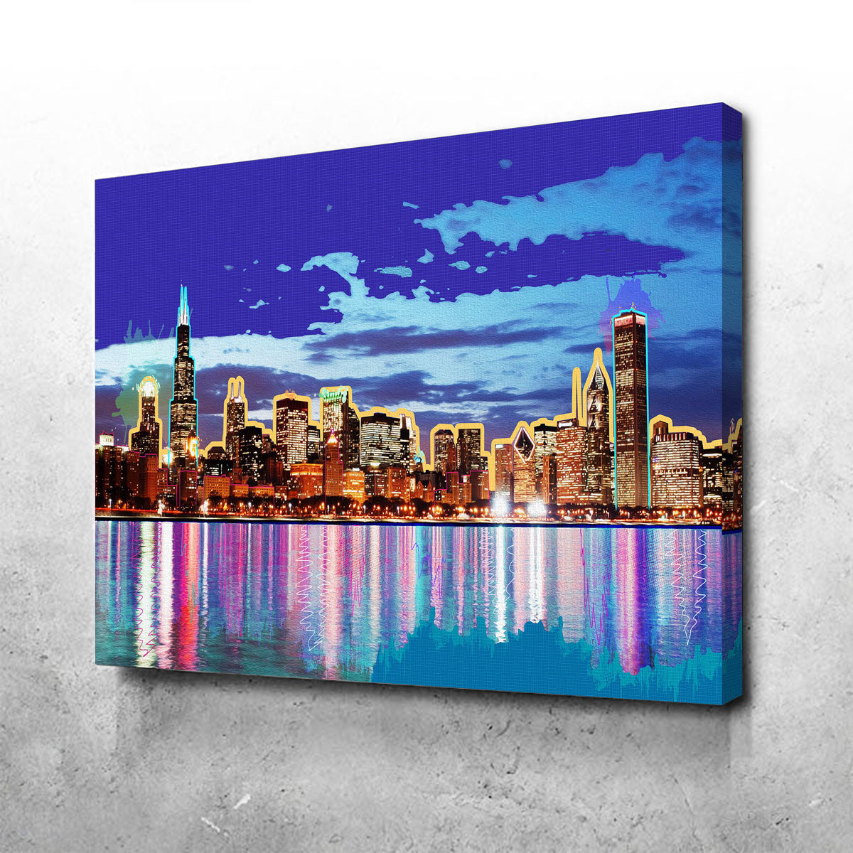 Stunning Neon Chicago Skyline Wall Art for Modern Decor