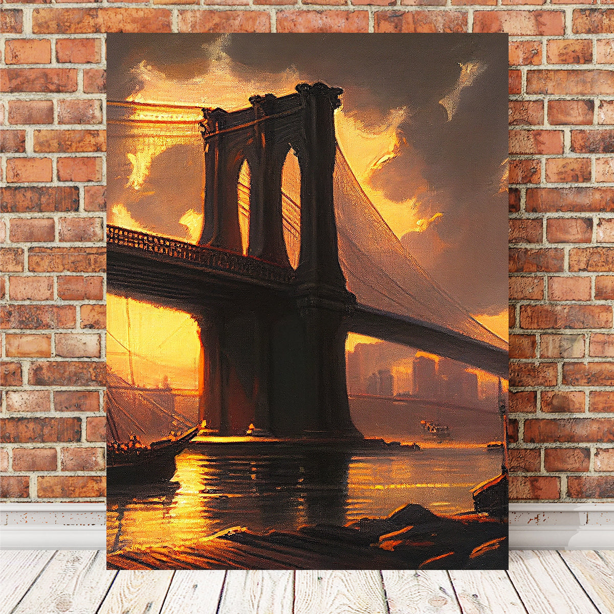 Stunning Old Brooklyn Bridge at Dusk Wall Art for Home Decor