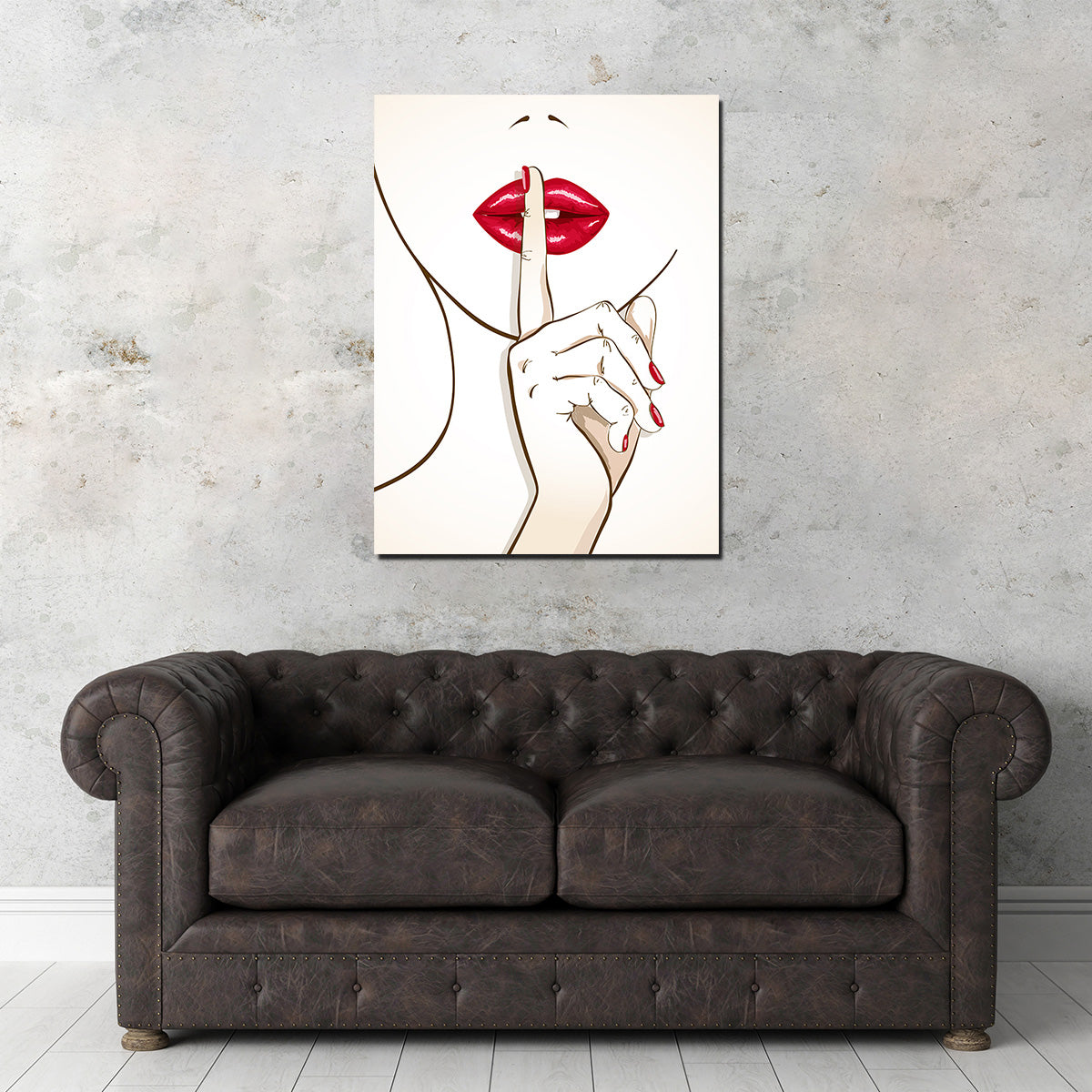 Shh Lips: Exquisite Kiln - Dried Pine Wood Framed Canvas Prints