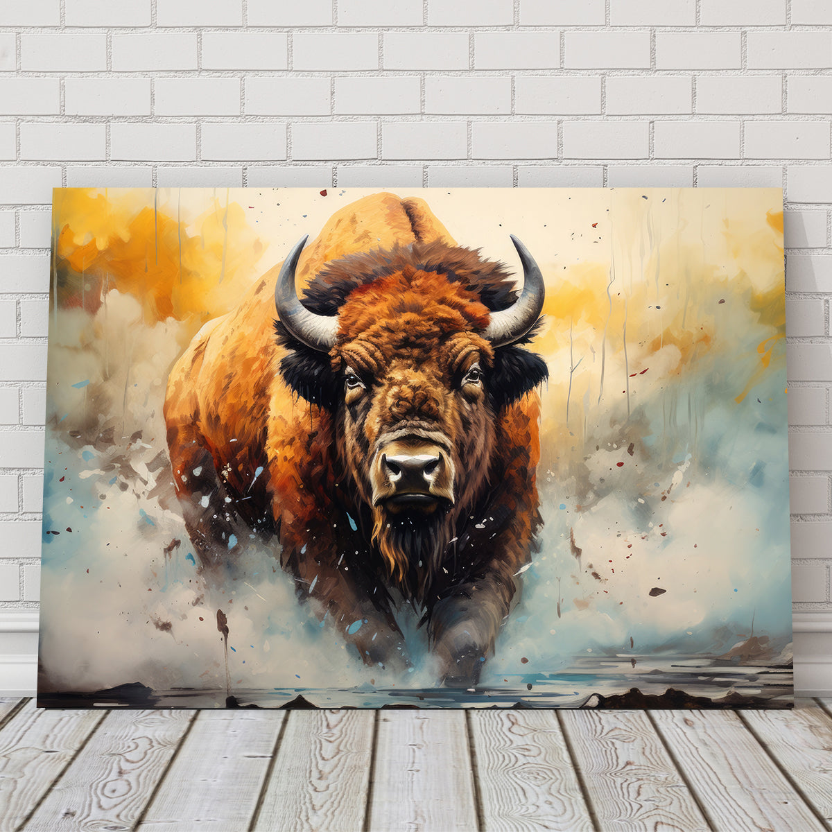Stunning American Bison Watercolor Wall Art for Home Decor