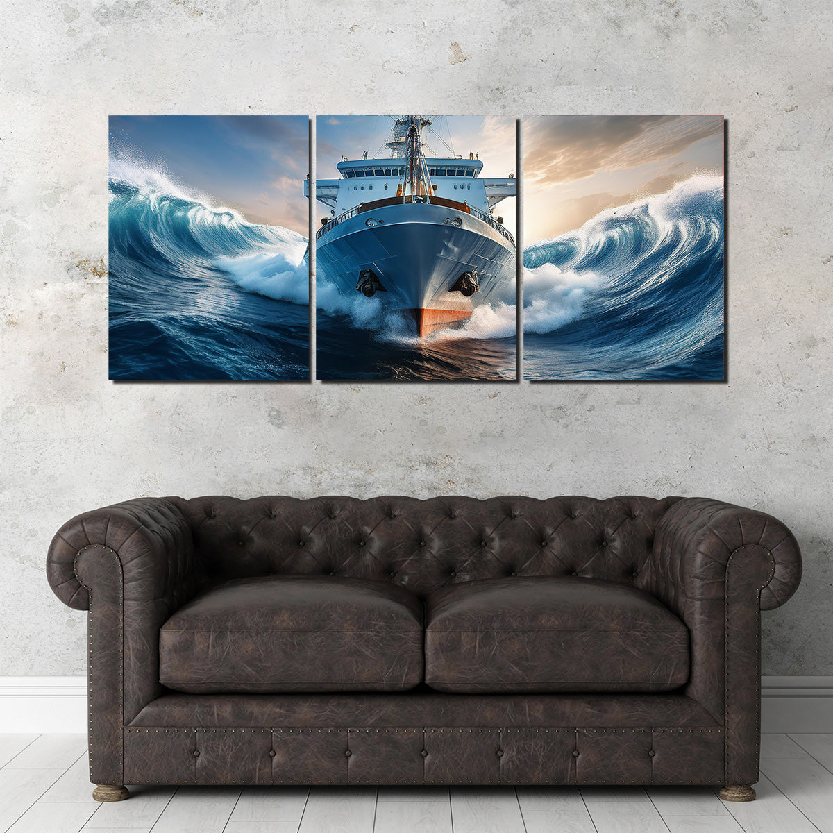 Stunning Ship in High Waves Wall Art