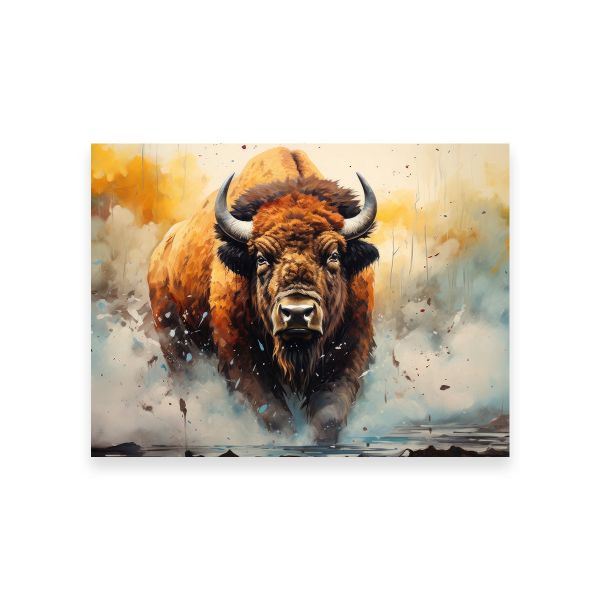 Stunning American Bison Watercolor Wall Art for Home Decor