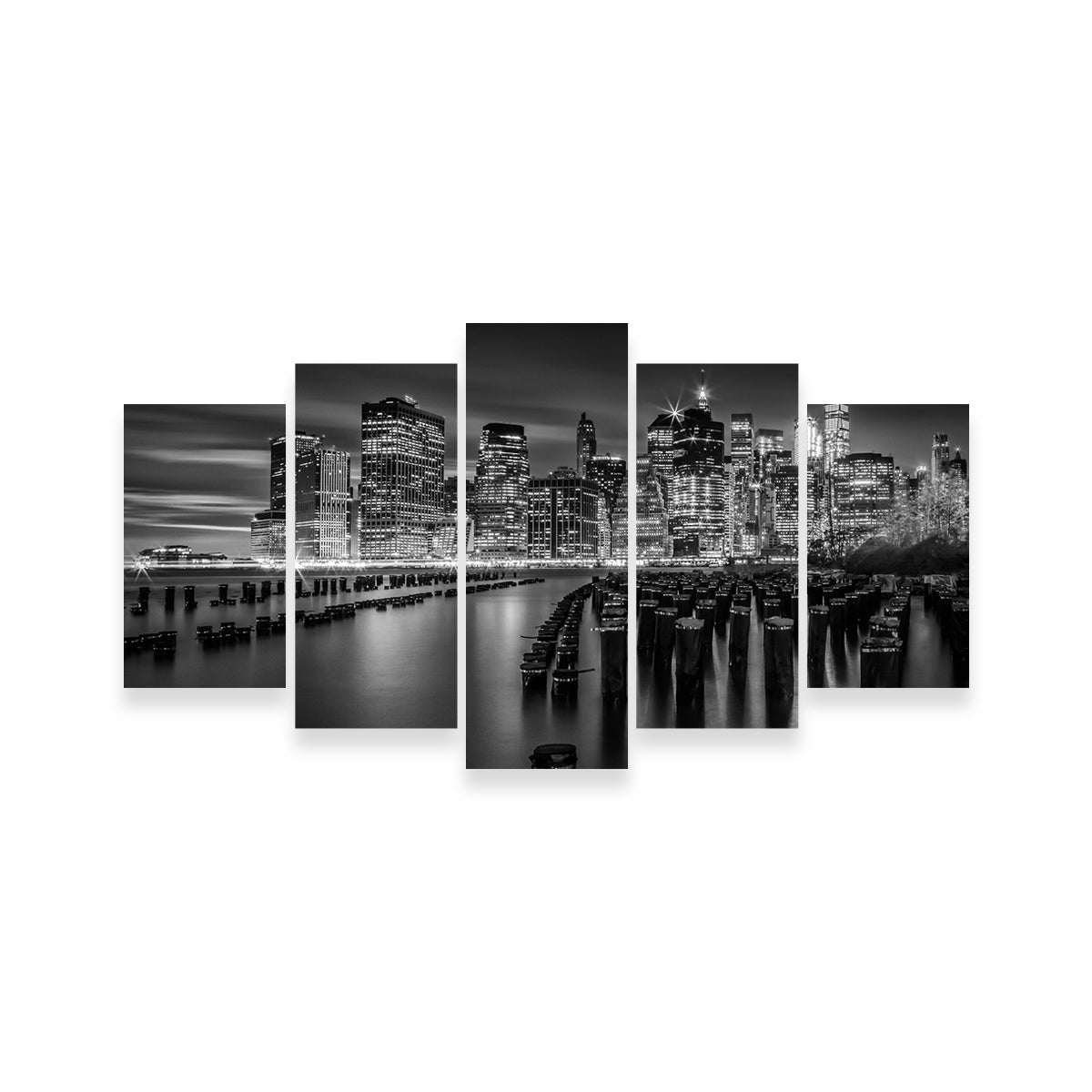 Stunning Monochrome Manhattan Skyline at Sunset Wall Art for Your Home Decor