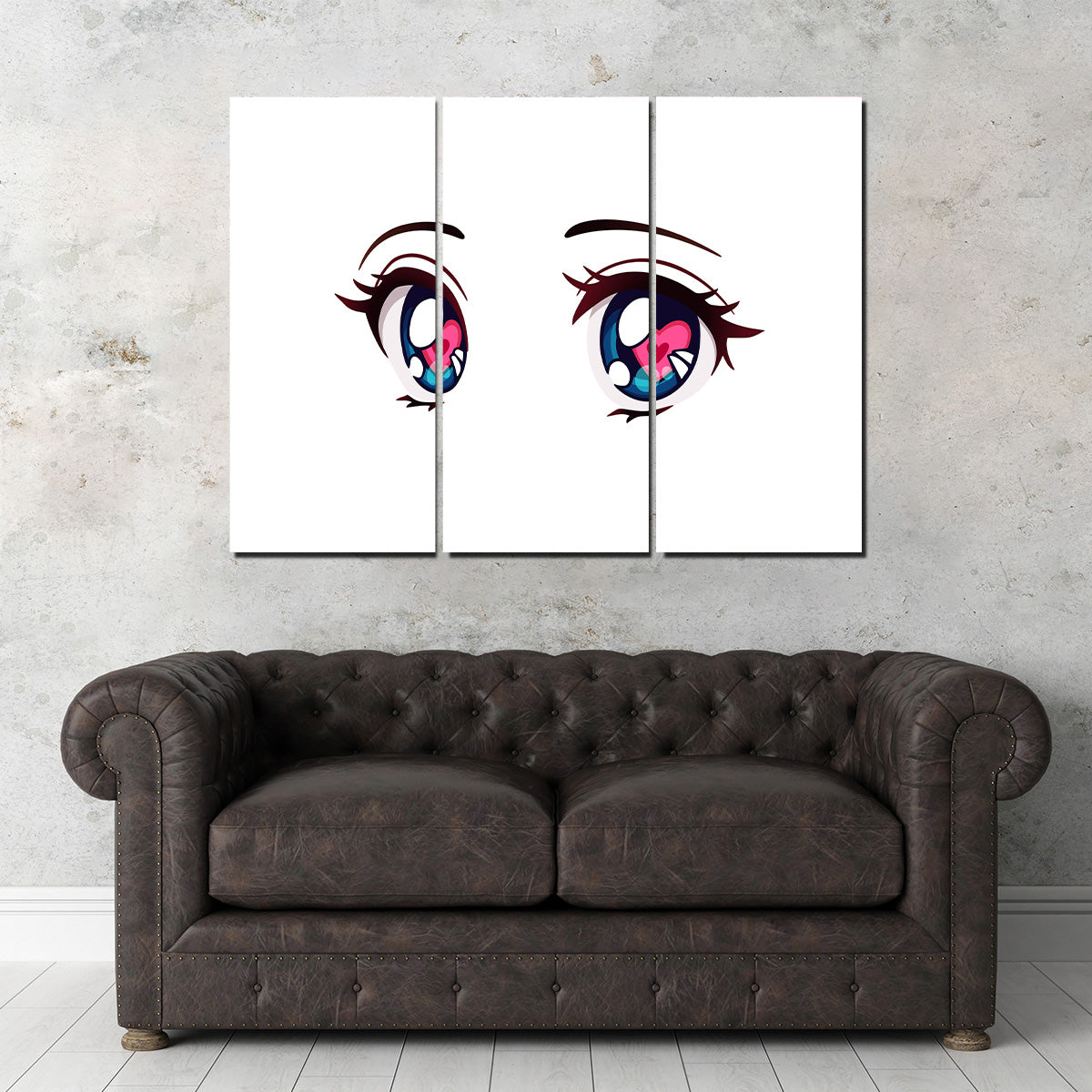 Captivating Anime Style Big Blue Eyes Wall Art