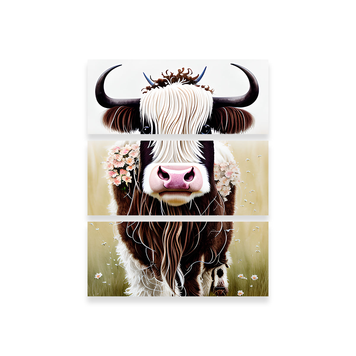 Stunning Shabby Chic Highland Cow Wall Art by Dina Rolle