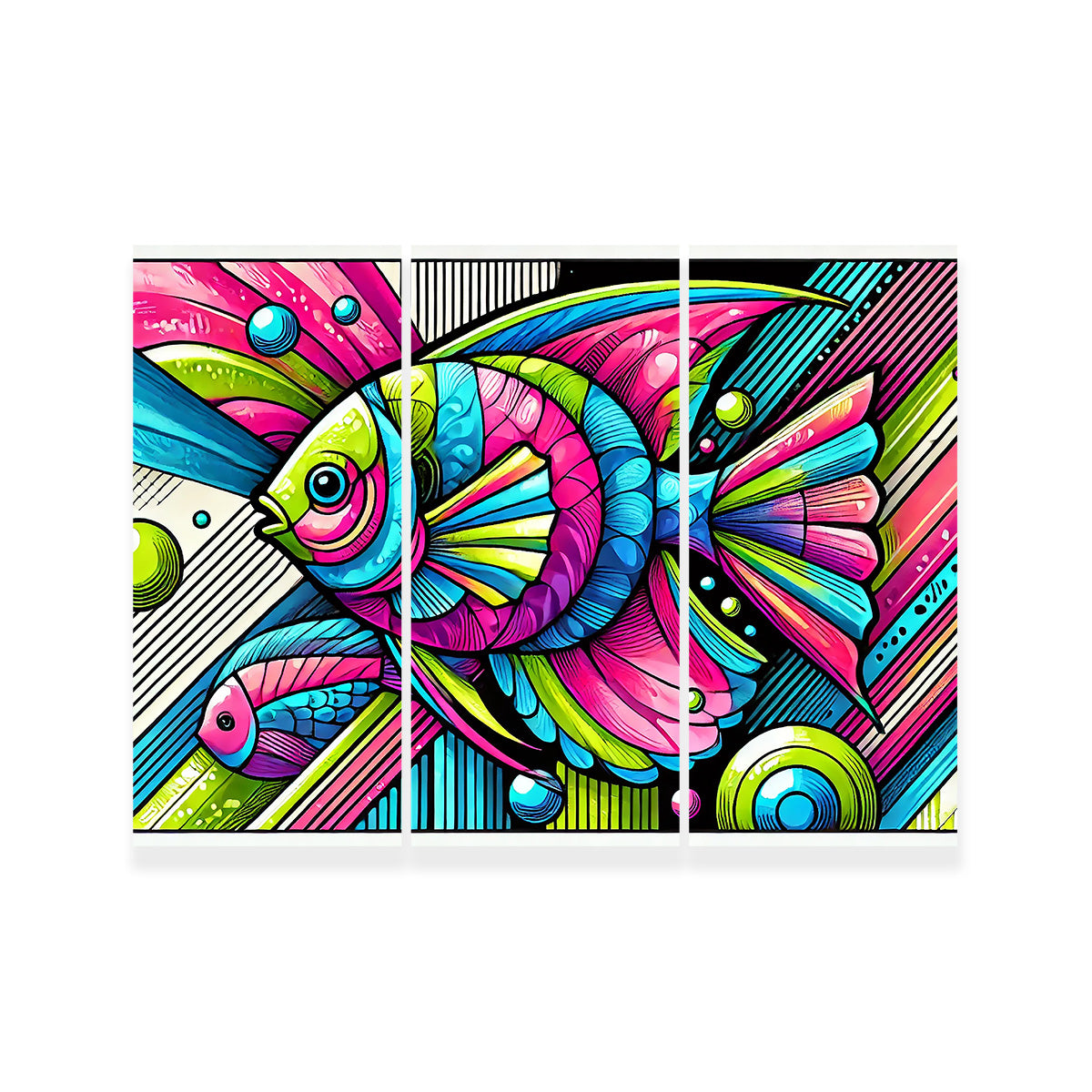 Eye - Catching Neon Pop Art Fish Wall Art for Stunning Decor