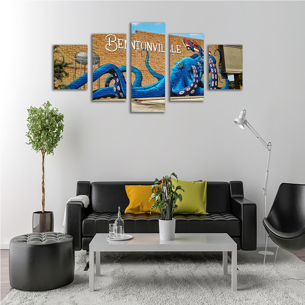 Stunning Bentonville Blue Octopus Mural Wall Art for Home Decor
