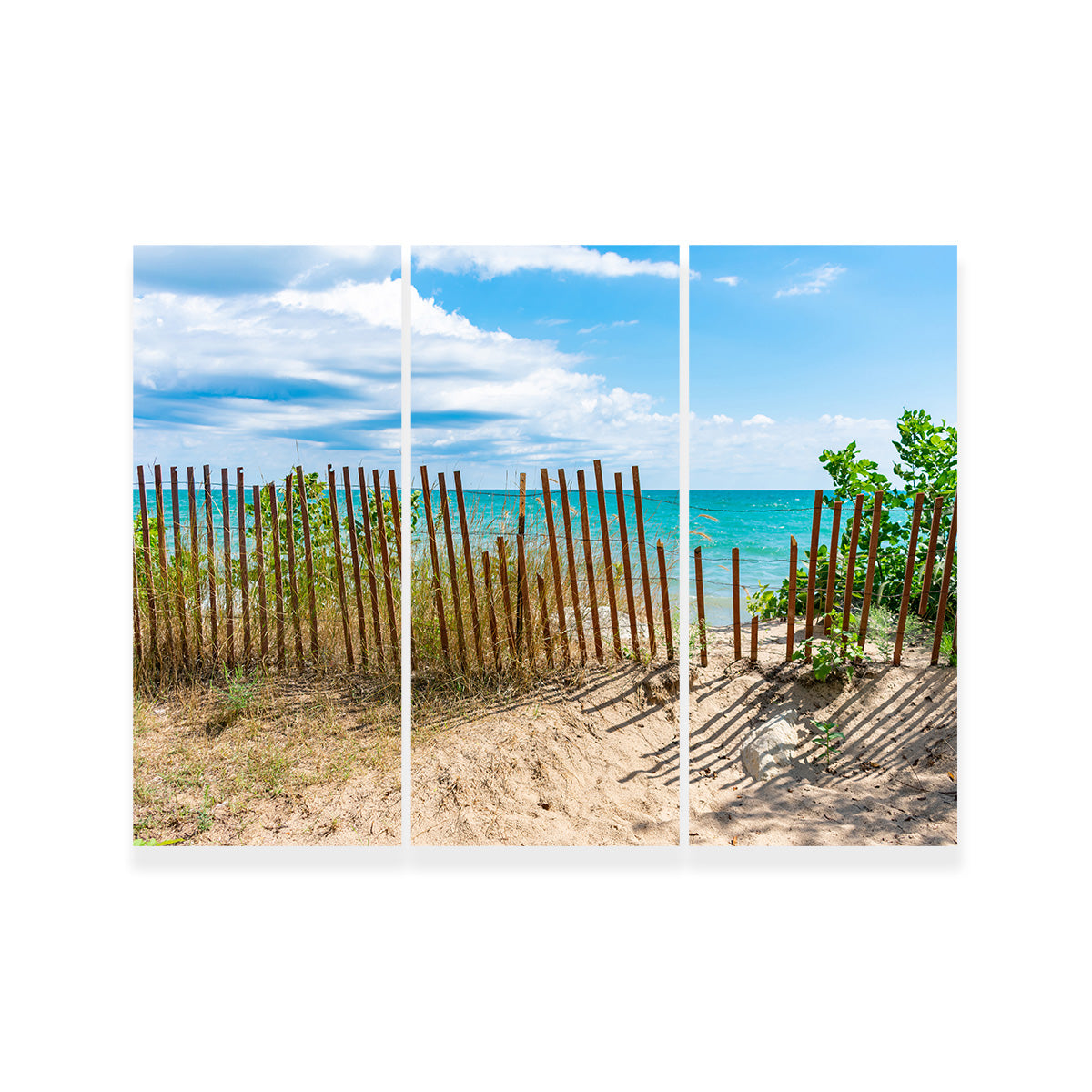 Stunning Shoreline with Fence in Evanston Wall Art for Your Home Decor