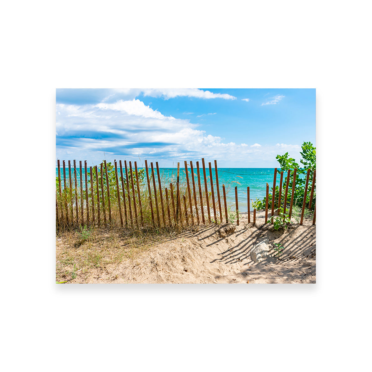 Stunning Shoreline with Fence in Evanston Wall Art for Your Home Decor