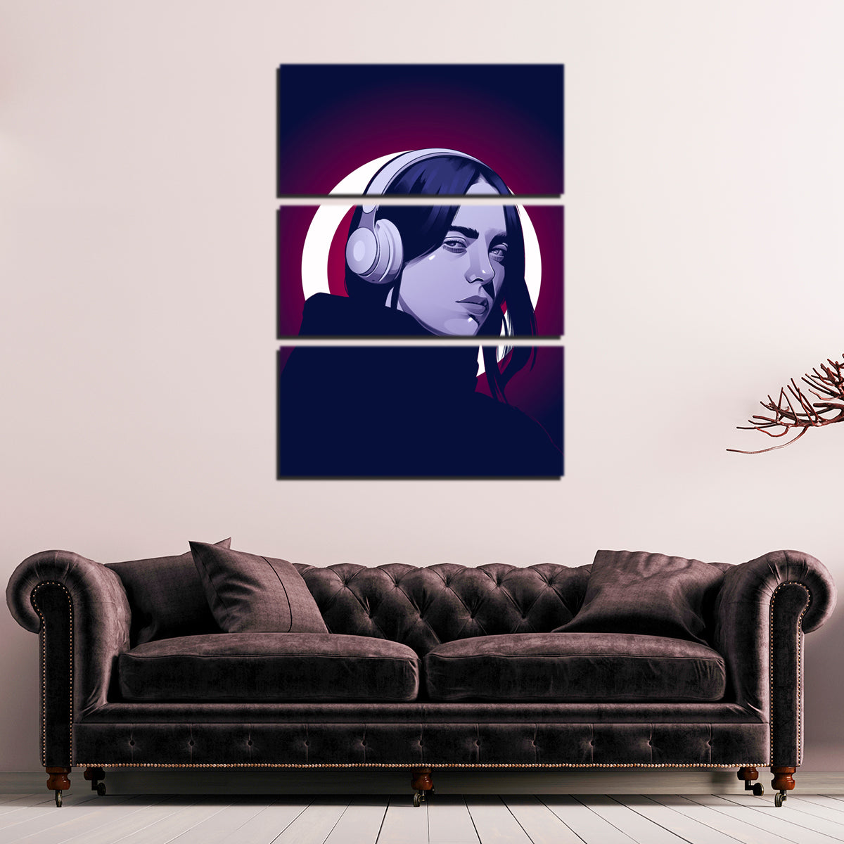 Billie Eilish Inspiring Headphones Wall Art - Museum-Quality Canvas Print