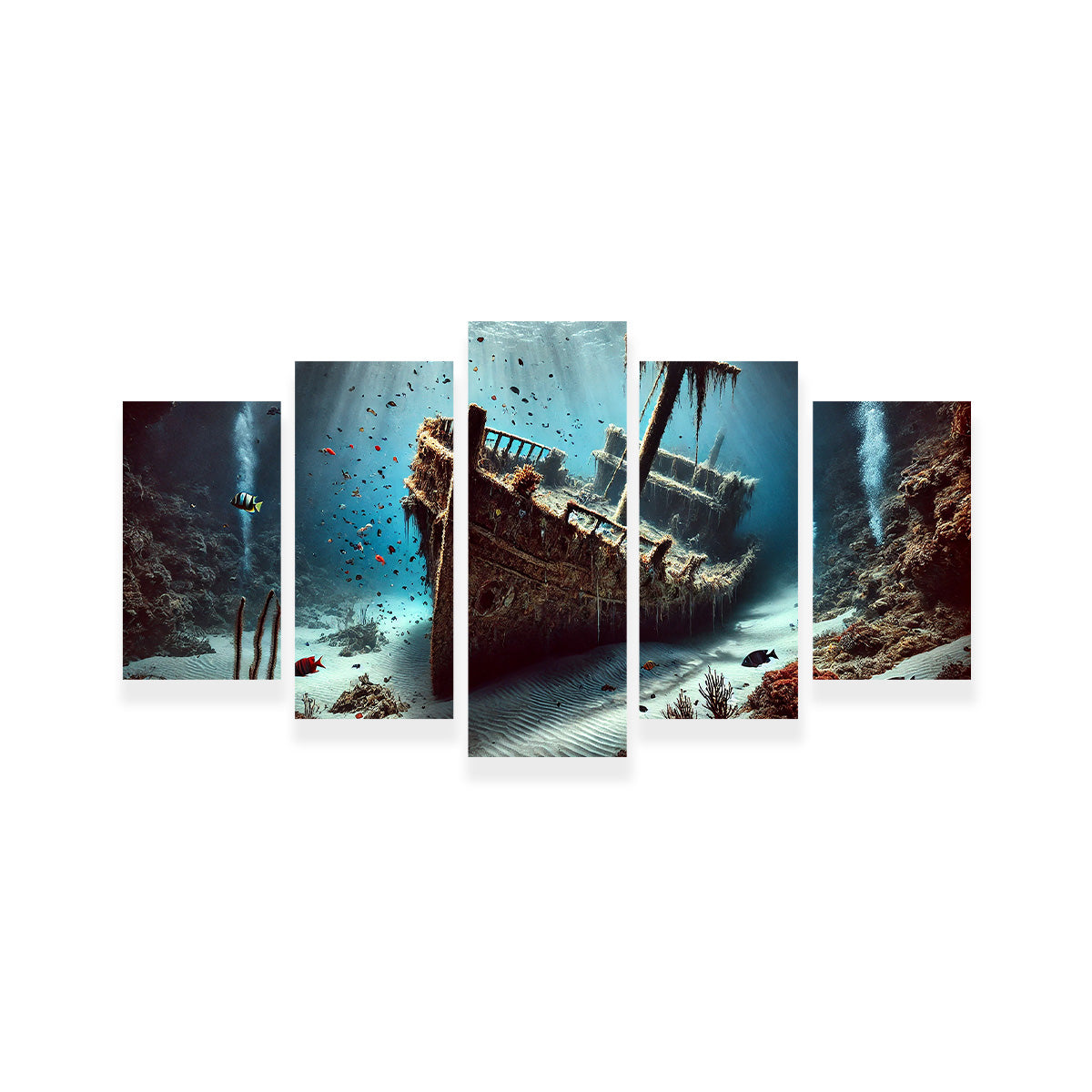 Enchanting Shipwreck on Ocean Floor Wall Art