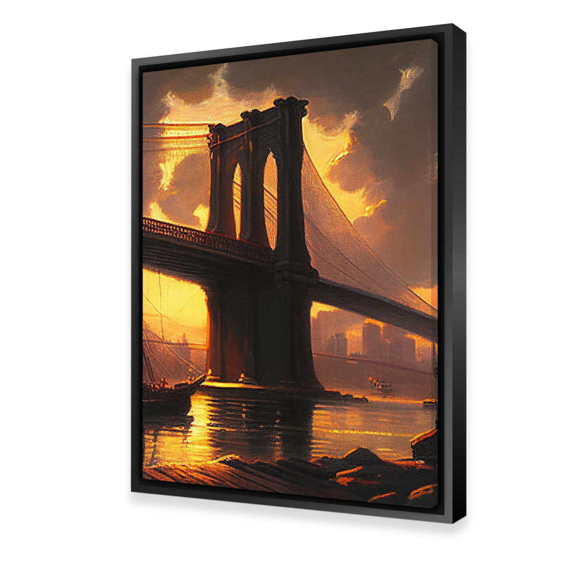 Stunning Old Brooklyn Bridge at Dusk Wall Art for Home Decor