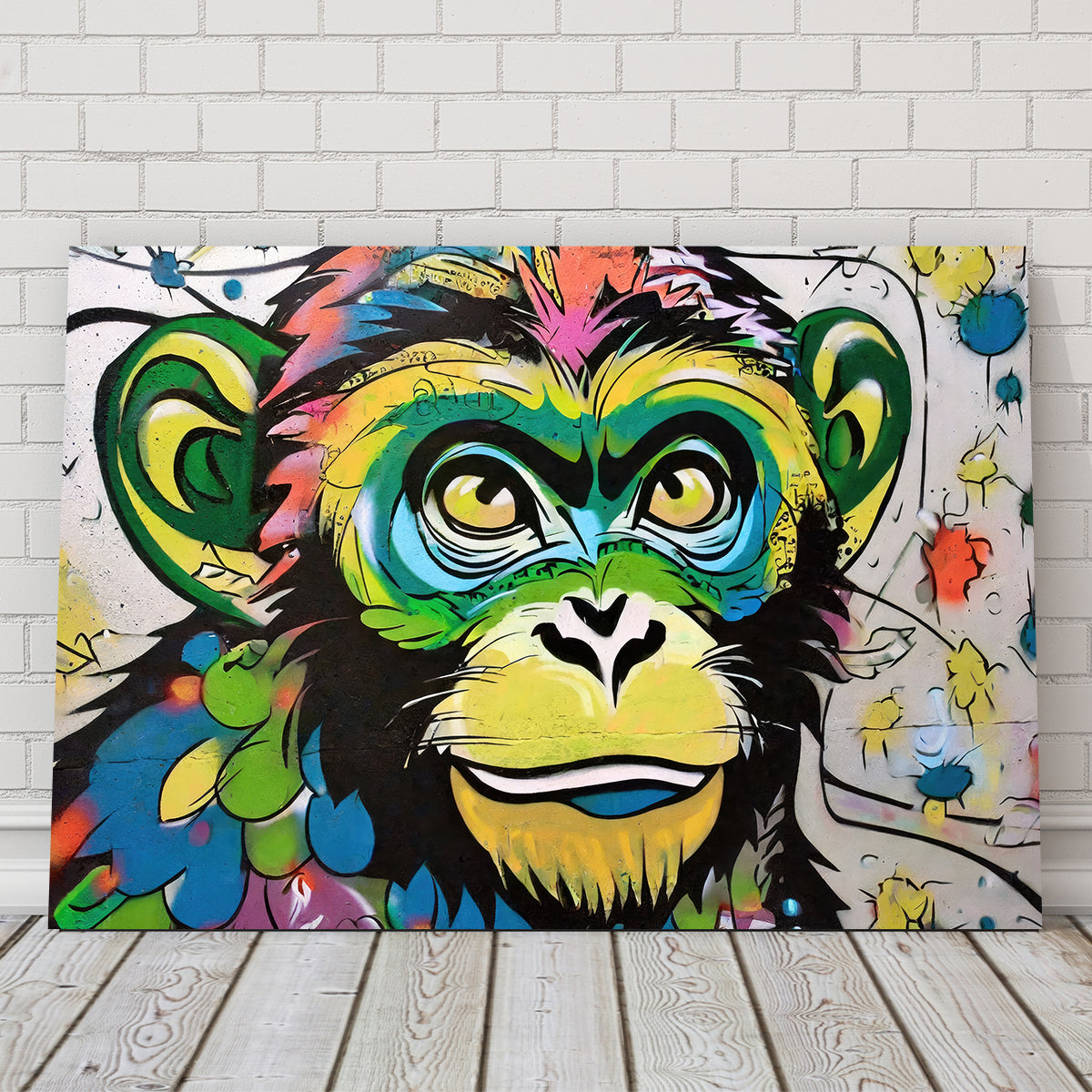 Eye - catching Monkey Graffiti Wall Art by Stephen Chambers