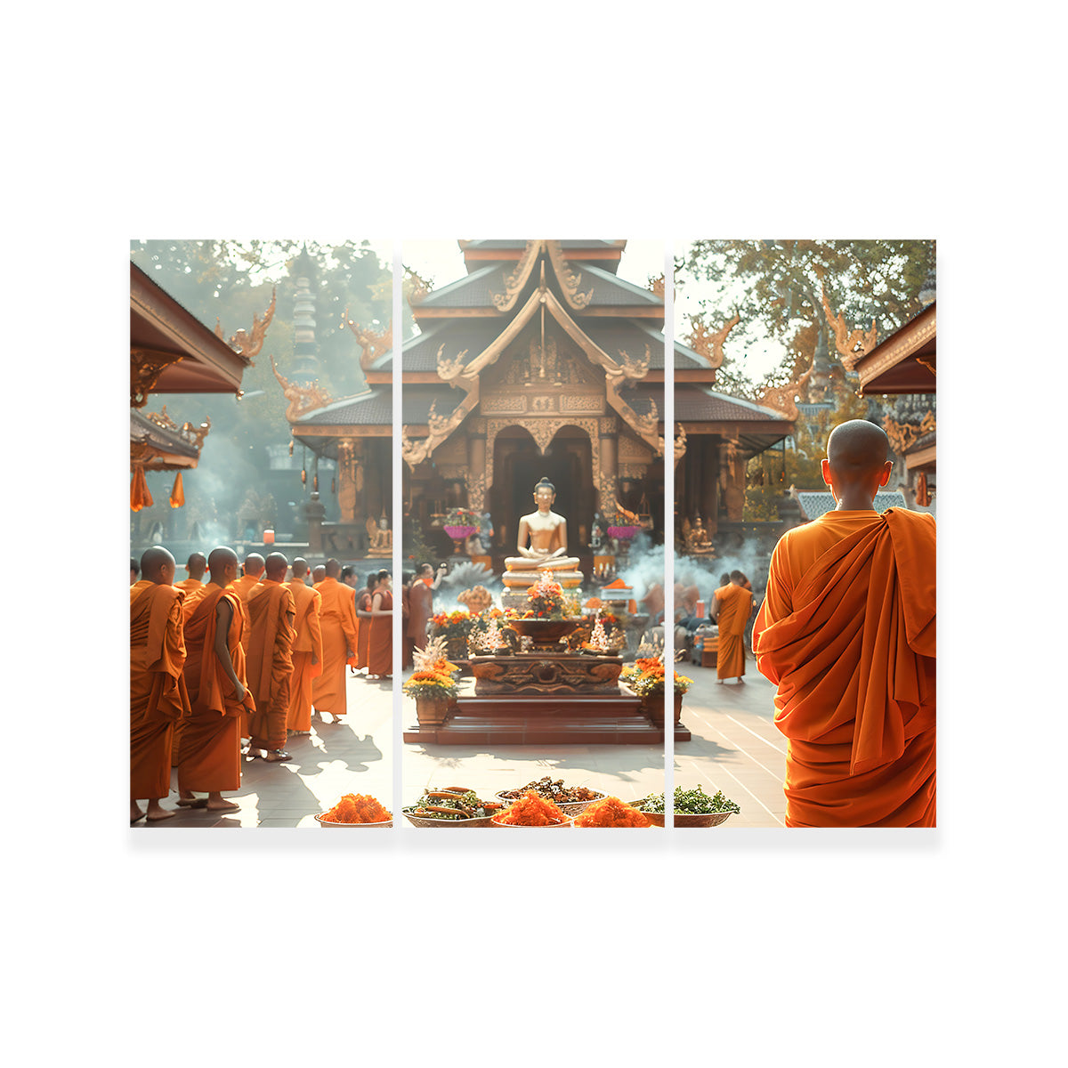 Exquisite Monks in Saffron Robes Wall Art