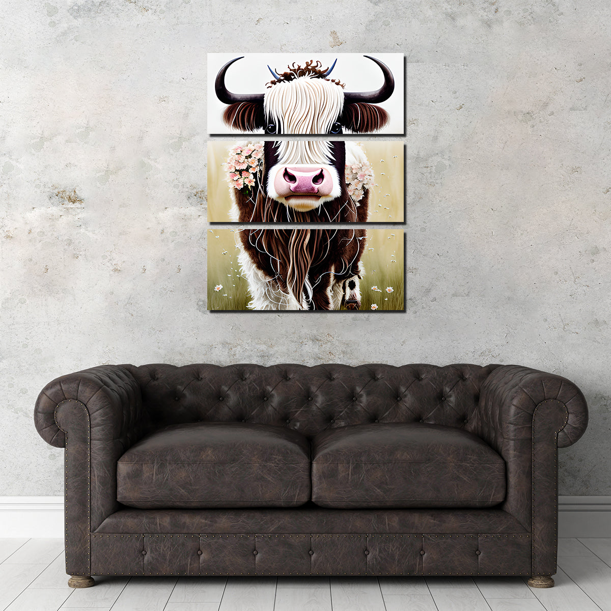 Stunning Shabby Chic Highland Cow Wall Art by Dina Rolle