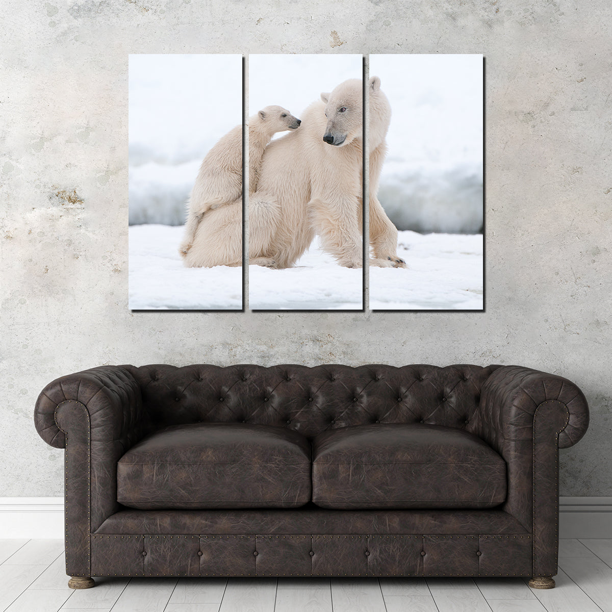 Adorable Polar Bear with Cub Wall Art for Stunning Home Decor