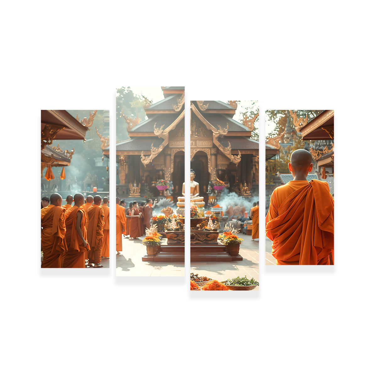 Exquisite Monks in Saffron Robes Wall Art