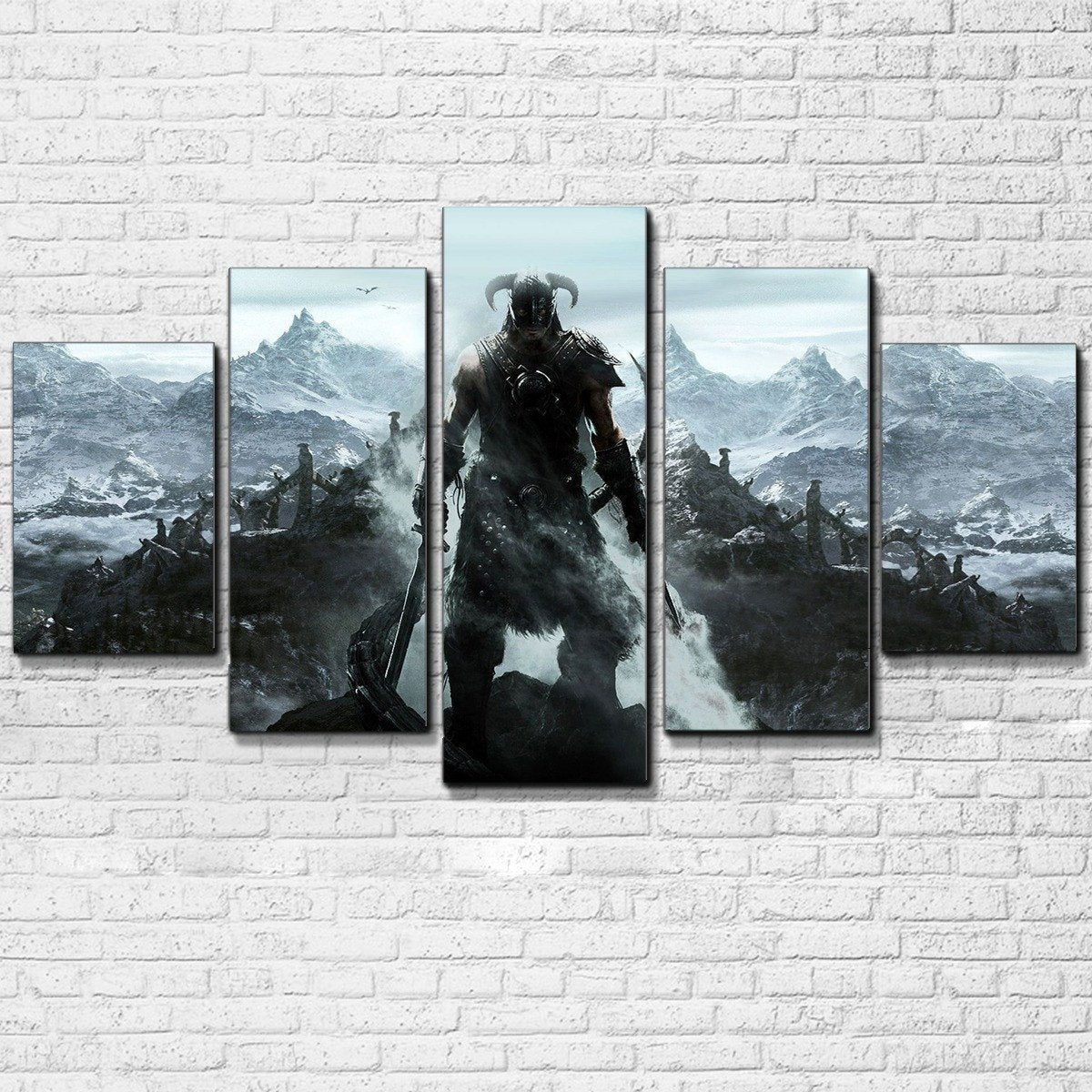 Stunning Skyrim 5 Piece Canvas V2 Wall Art for Enthusiasts