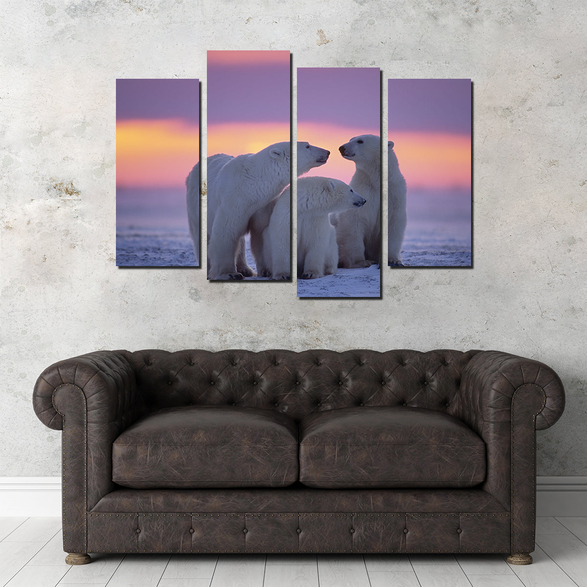Stunning Polar Bear Family - Canadian Arctic Wall Art for Your Home Decor