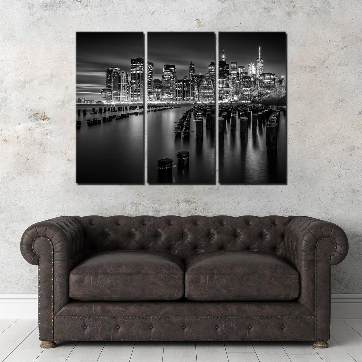 Stunning Monochrome Manhattan Skyline at Sunset Wall Art for Your Home Decor
