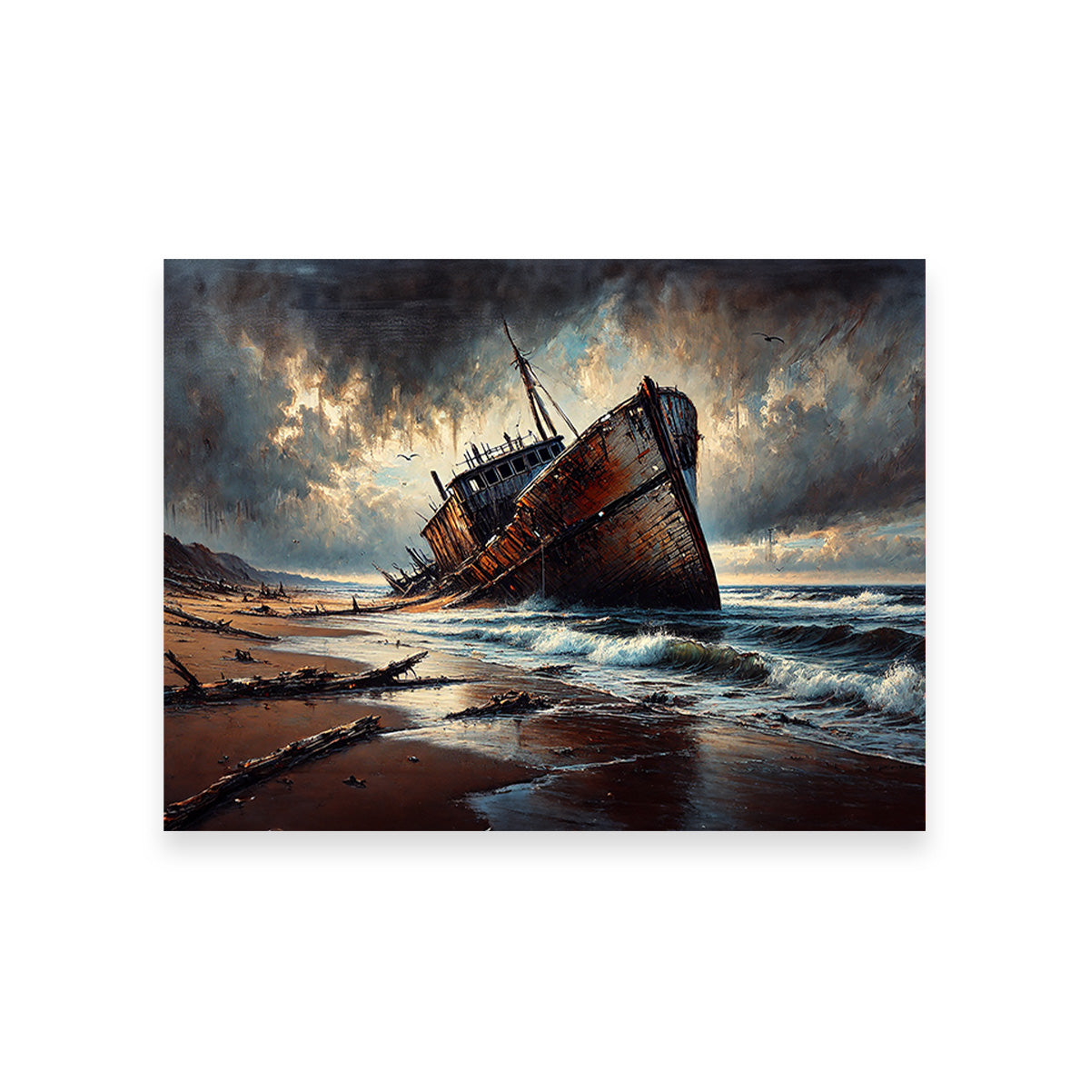 Exquisite Shipwreck Canvas Print for Wall Decor