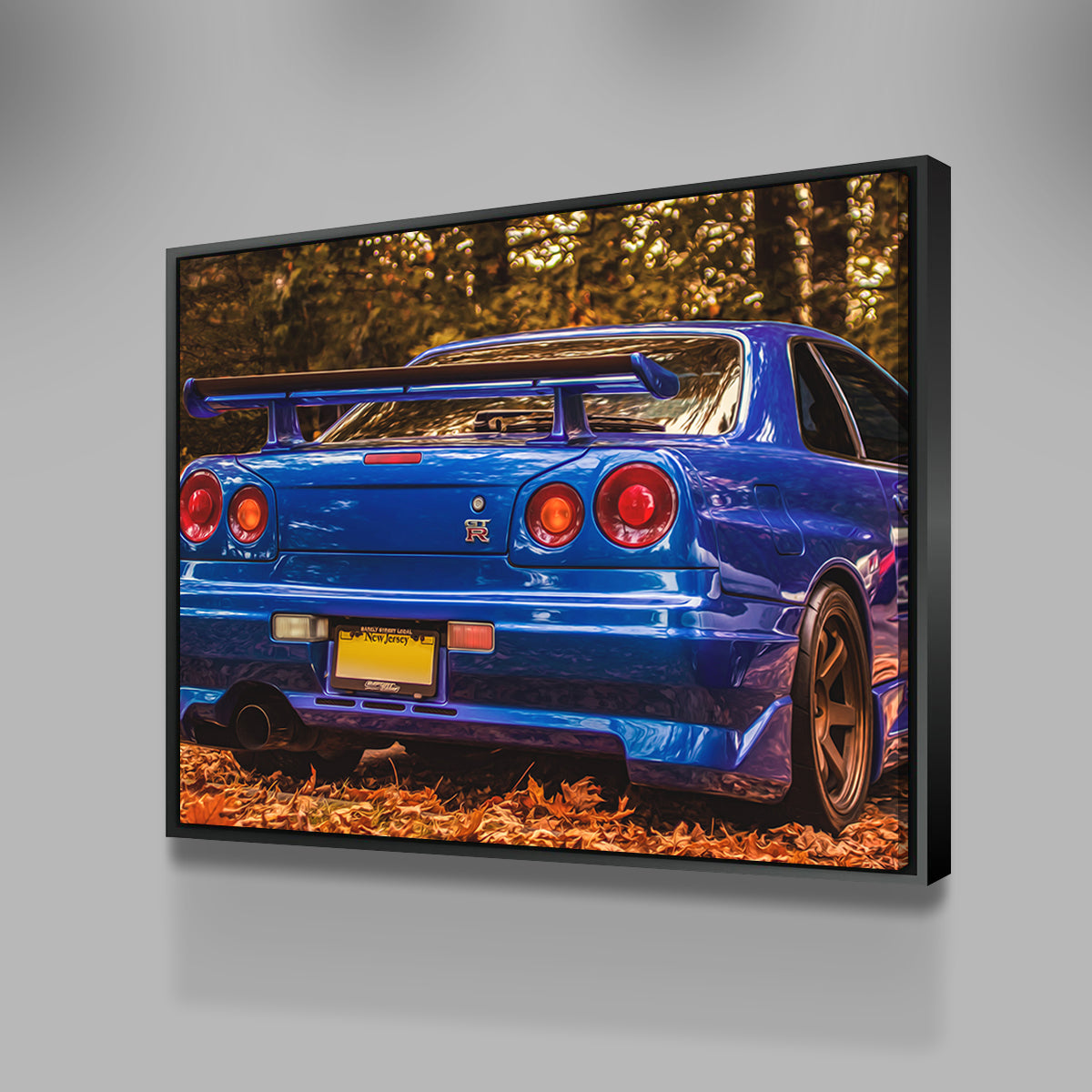Stunning Nissan Skyline R34 Blue Wall Art - Ideal for Car Enthusiasts